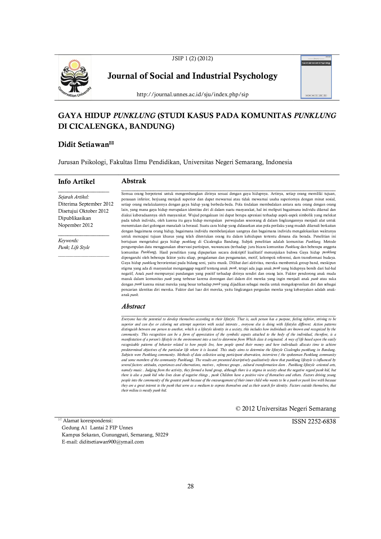 JURIS Gaya Hidup Punklung Studi Kasus Pada Komunitas Punklung Di Cicalengka Bandung