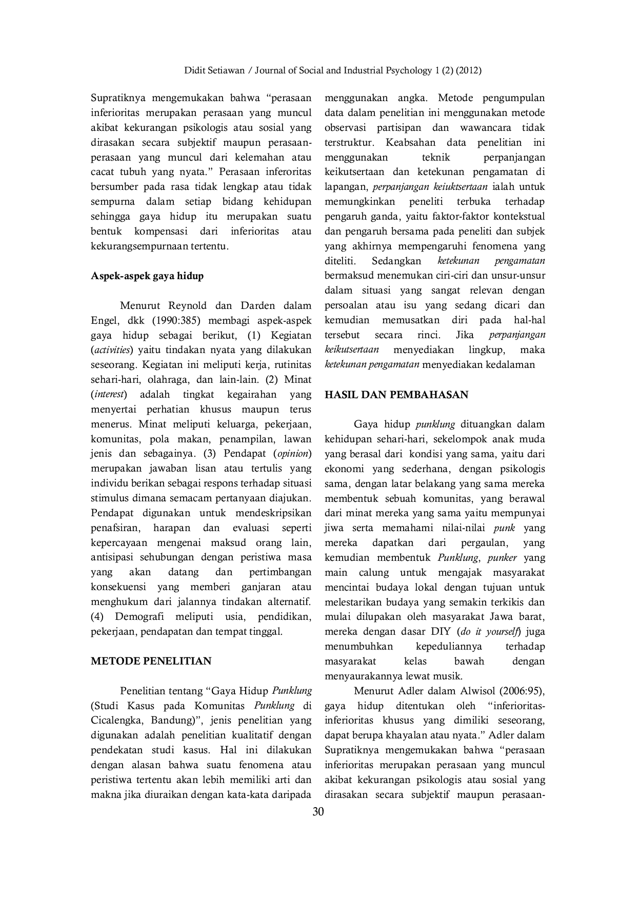 JURIS Gaya Hidup Punklung Studi Kasus Pada Komunitas Punklung Di Cicalengka Bandung