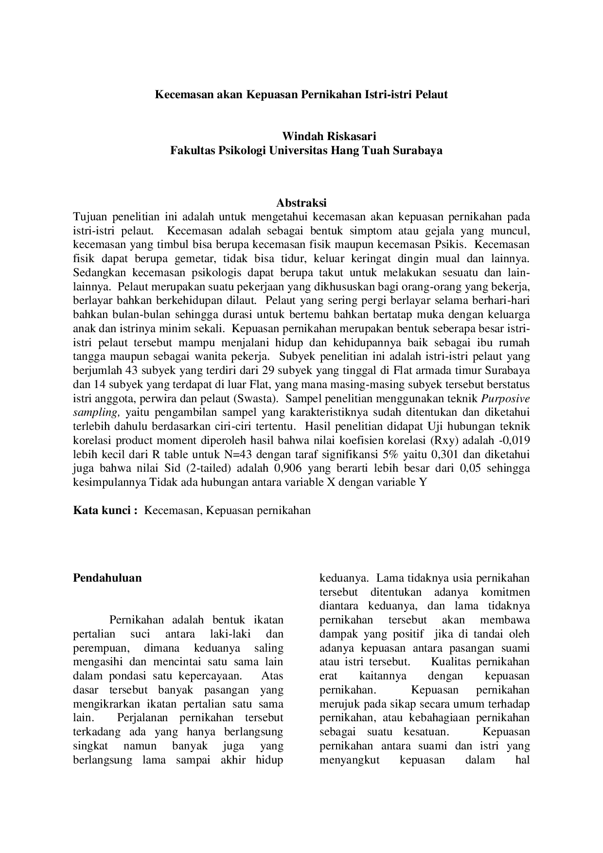 JURIS Kecemasan akan Kepuasan Pernikahan Istri istri Pelaut