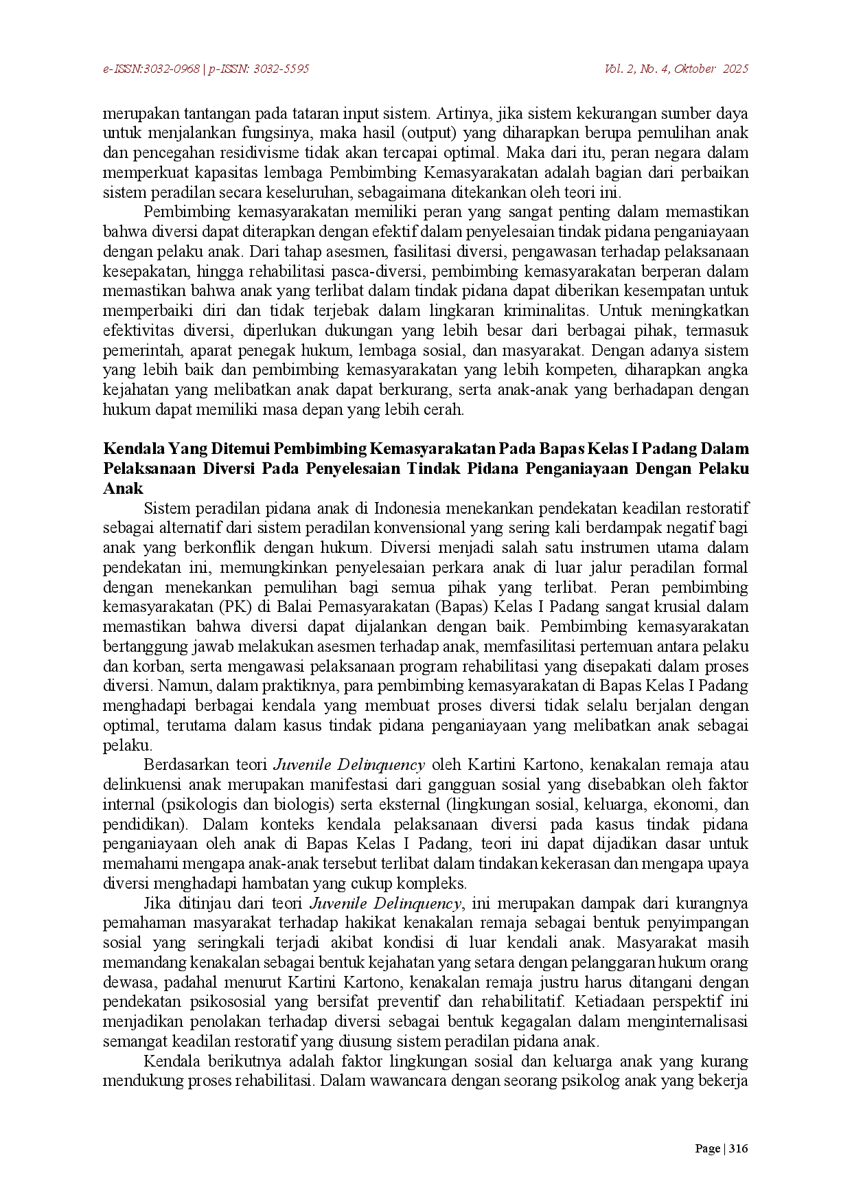 juris Peran Pembimbing Kemasyarakatan Dalam Pelaksanaan Diversi Pada Penyelesaian Tindak Pidana Penganiayaan Dengan Pelaku Anak