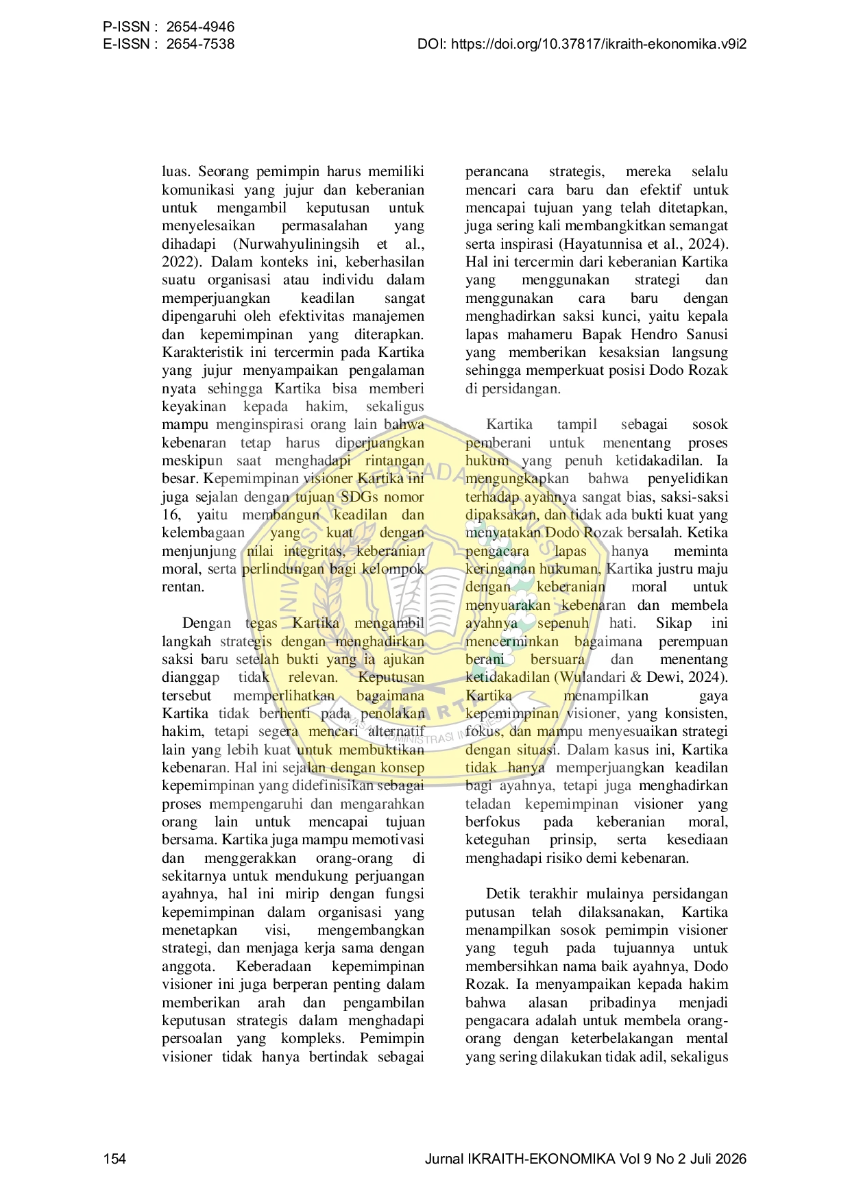 JURIS Nilai Kepemimpinan Visioner dalam Memperjuangkan Keadilan pada Film Miracle in Cell No 7