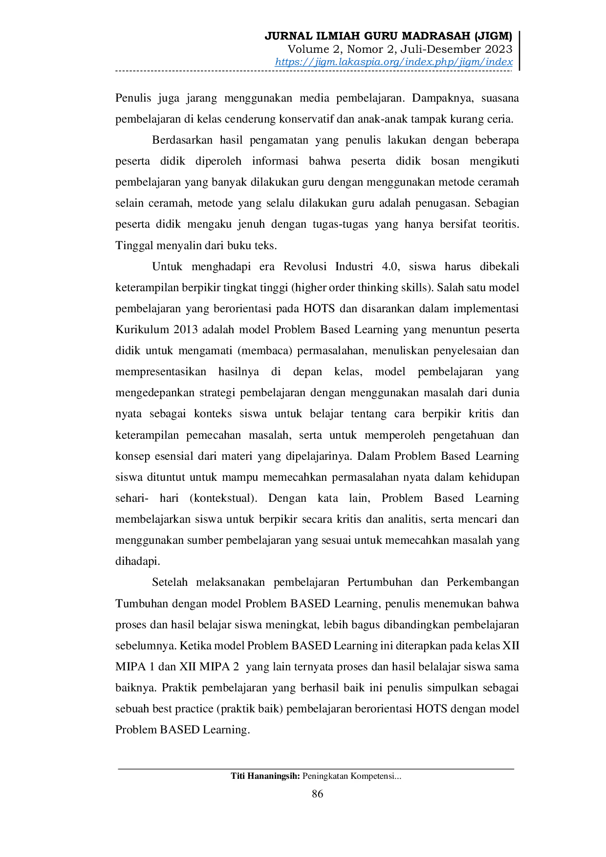 JURIS Peningkatan Kompetensi Pembelajaran Mata Pelajaran Biologi Tahun Pelajaran 2021 2022