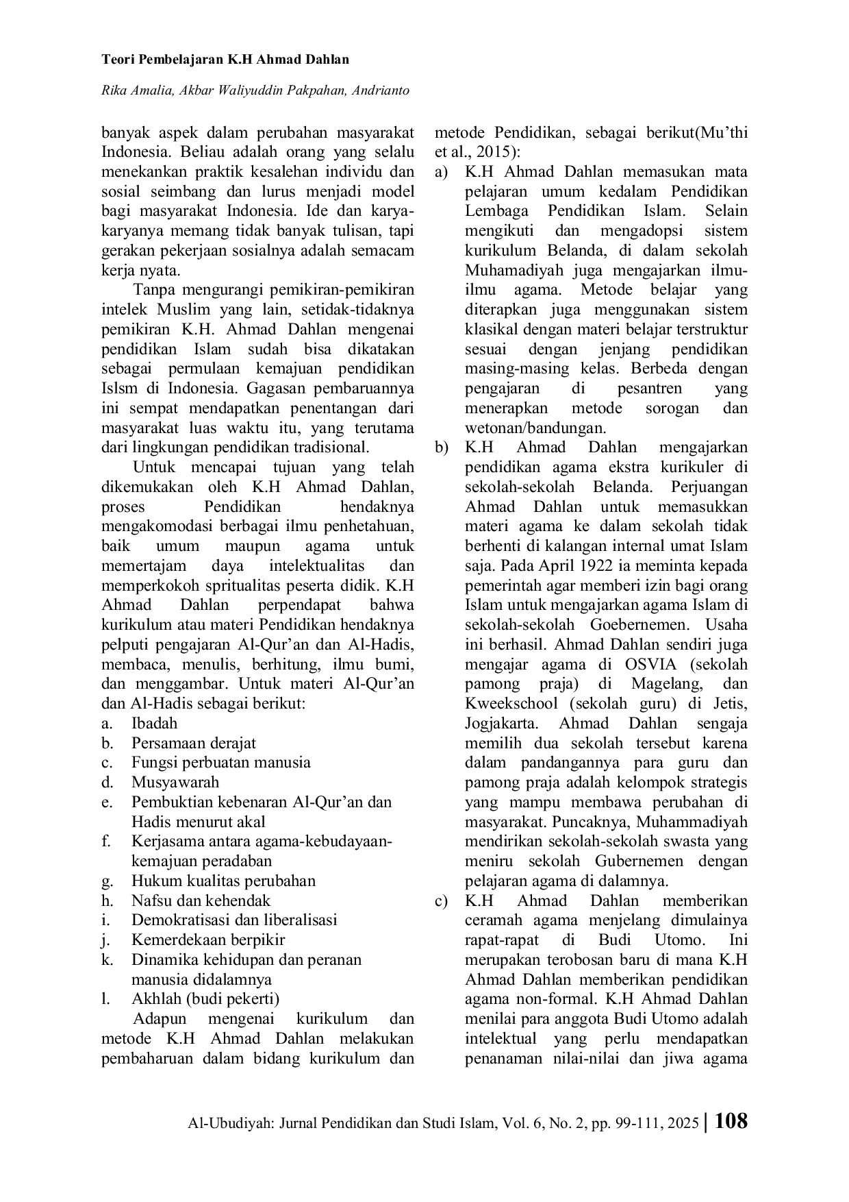 JURIS Teori Pembelajaran K H Ahmad Dahlan