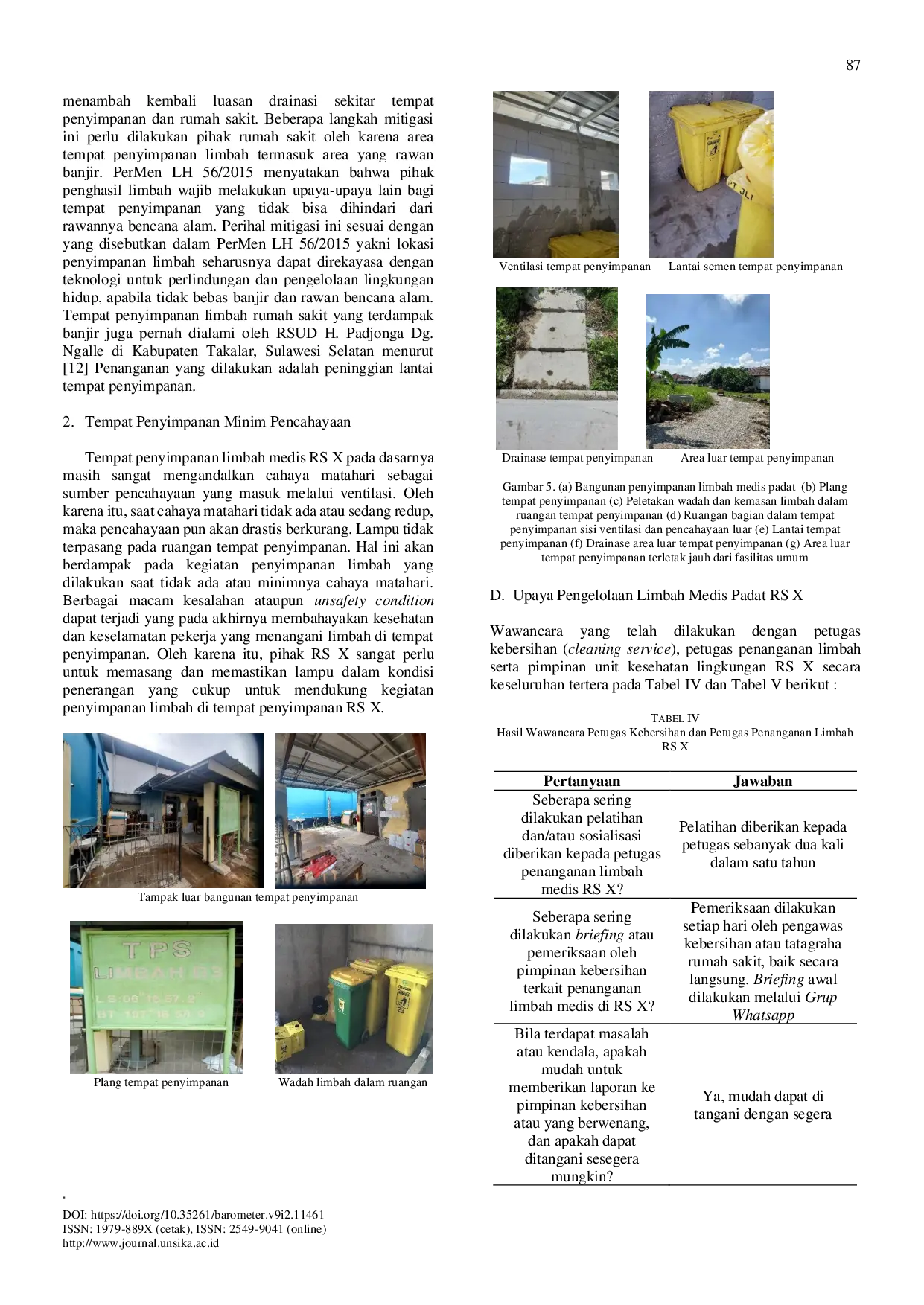 JURIS Evaluasi Pengelolaan Limbah Medis Padat Bagian Pengemasan dan Penyimpanan di Rumah Sakit X Kabupaten Karawang