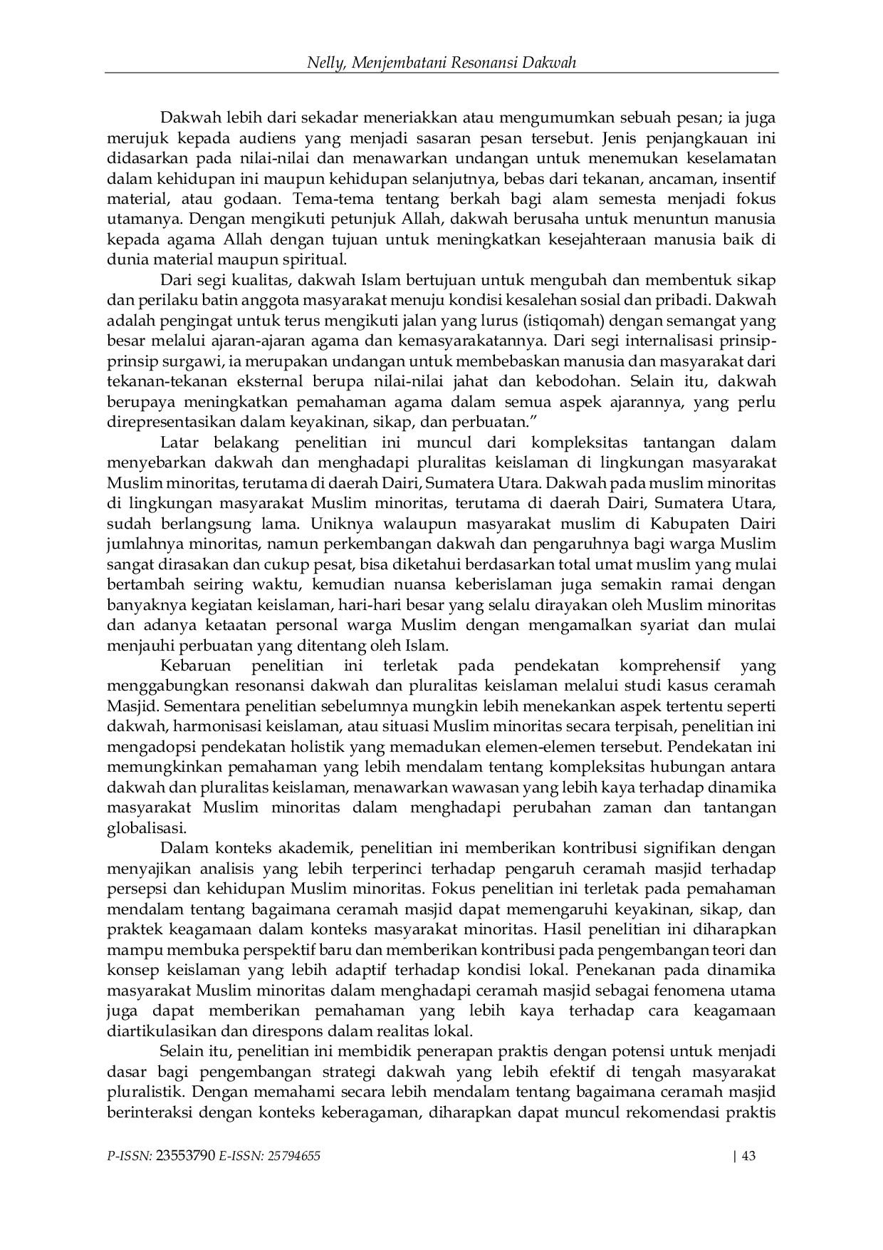 JURIS Menjembatani Resonansi Dakwah Dan Pluralitas Keislaman Studi Kasus Pada Ceramah Masjid Dan Pengaruhnya Terhadap Muslim Minoritas Di Daerah Dairi Sumatera Utara
