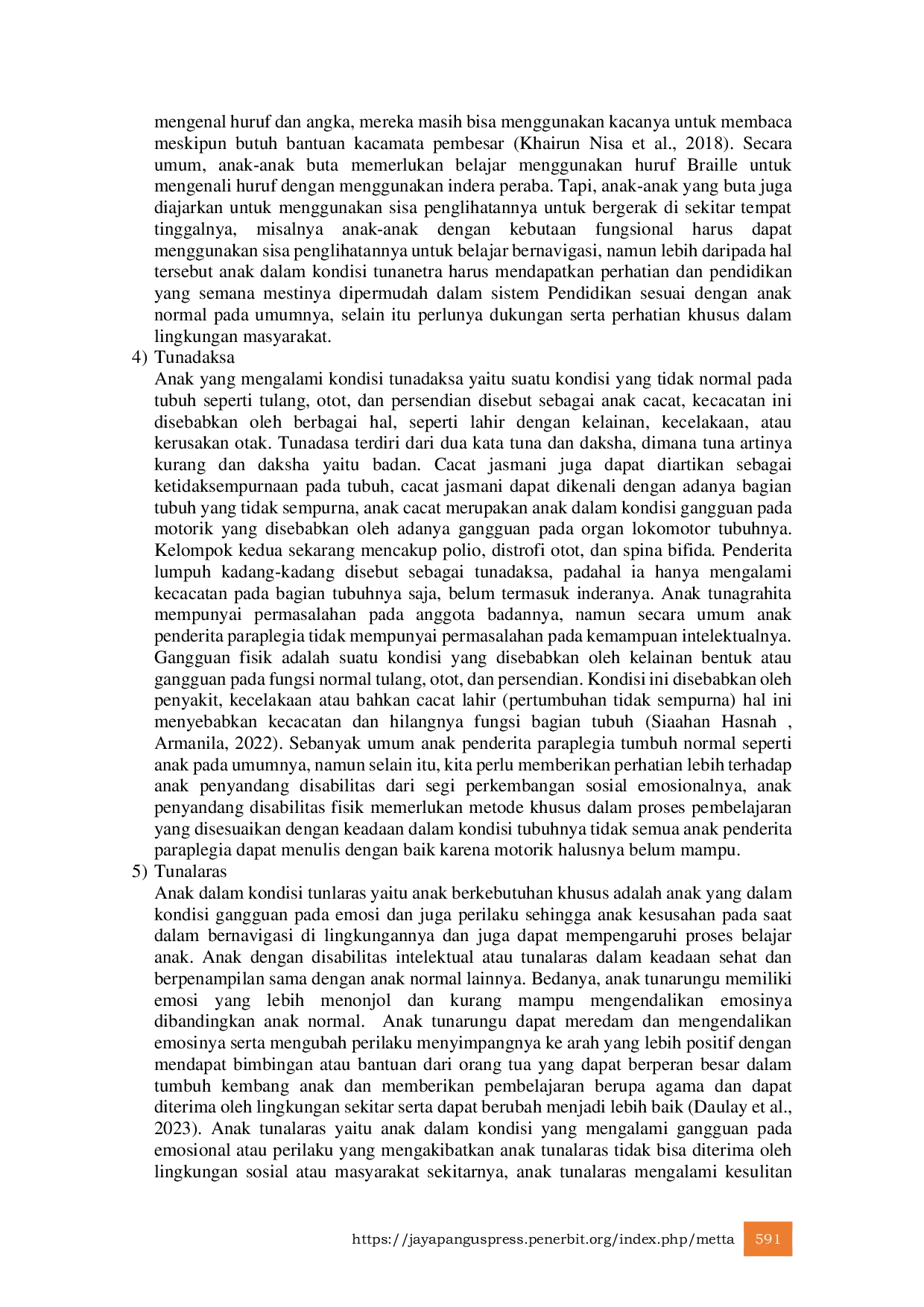 JURIS Peranan Guru Kelas Dalam Pembelajaran Inklusif Pada Anak Berkebutuhan Khusus