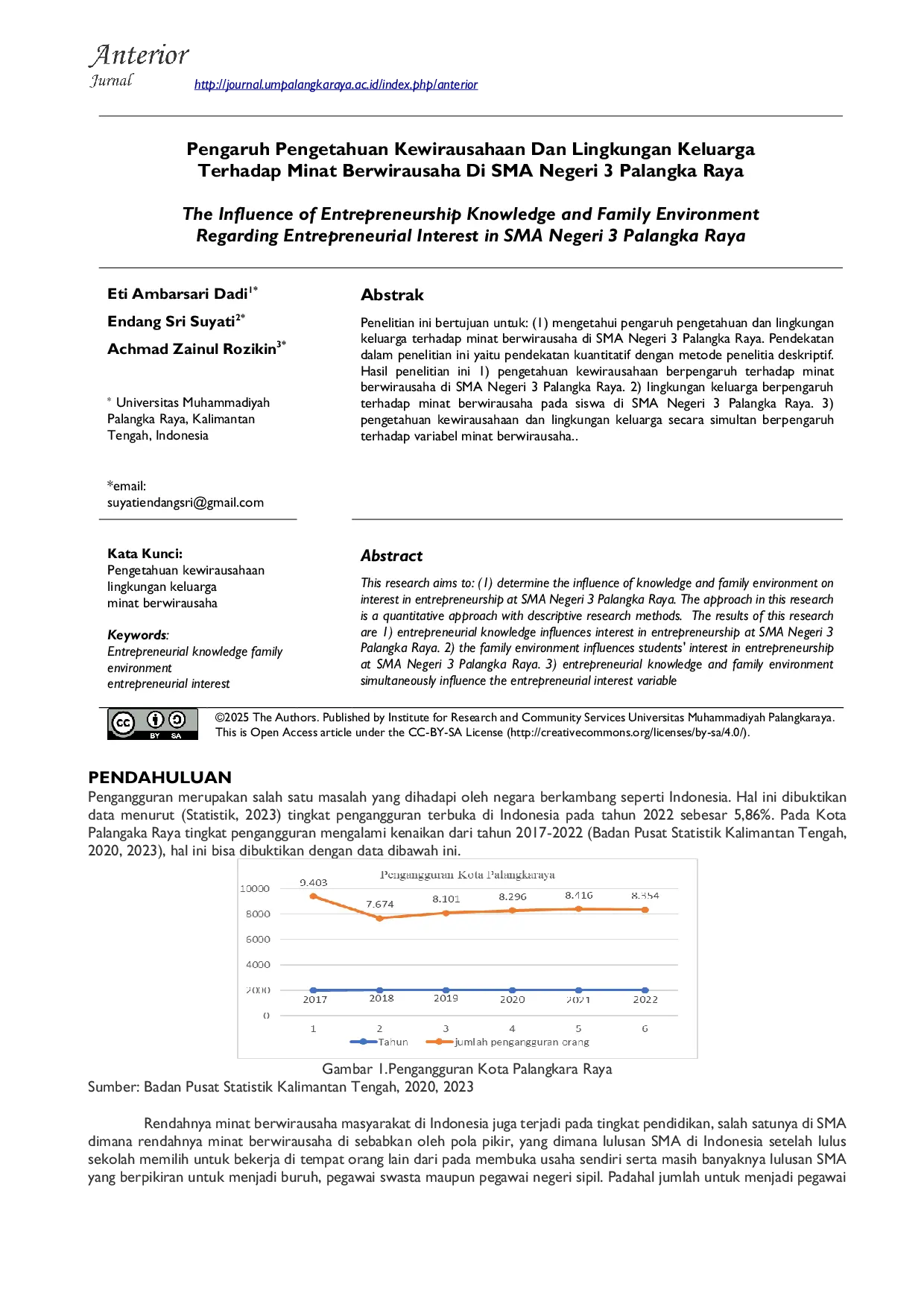JURIS Pengaruh Pengetahuan Kewirausahaan dan Lingkungan Keluarga Terhadap Minat Berwirausaha di SMA Negeri 3 Palangka Raya
