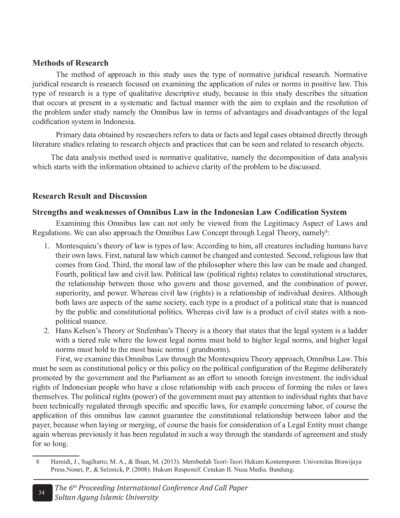 JURIS Omnibus Law Was Reviewed From The Excess And Lacks Of The Legal Codification System In Indonesia