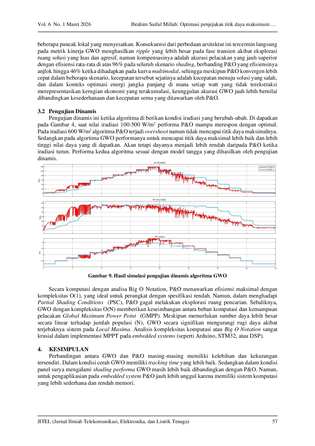 JURIS Optimasi penjejakan titik daya maksimum global GMPPT berbasis metaheuristik grey wolf pada array PV konfigurasi seri paralel