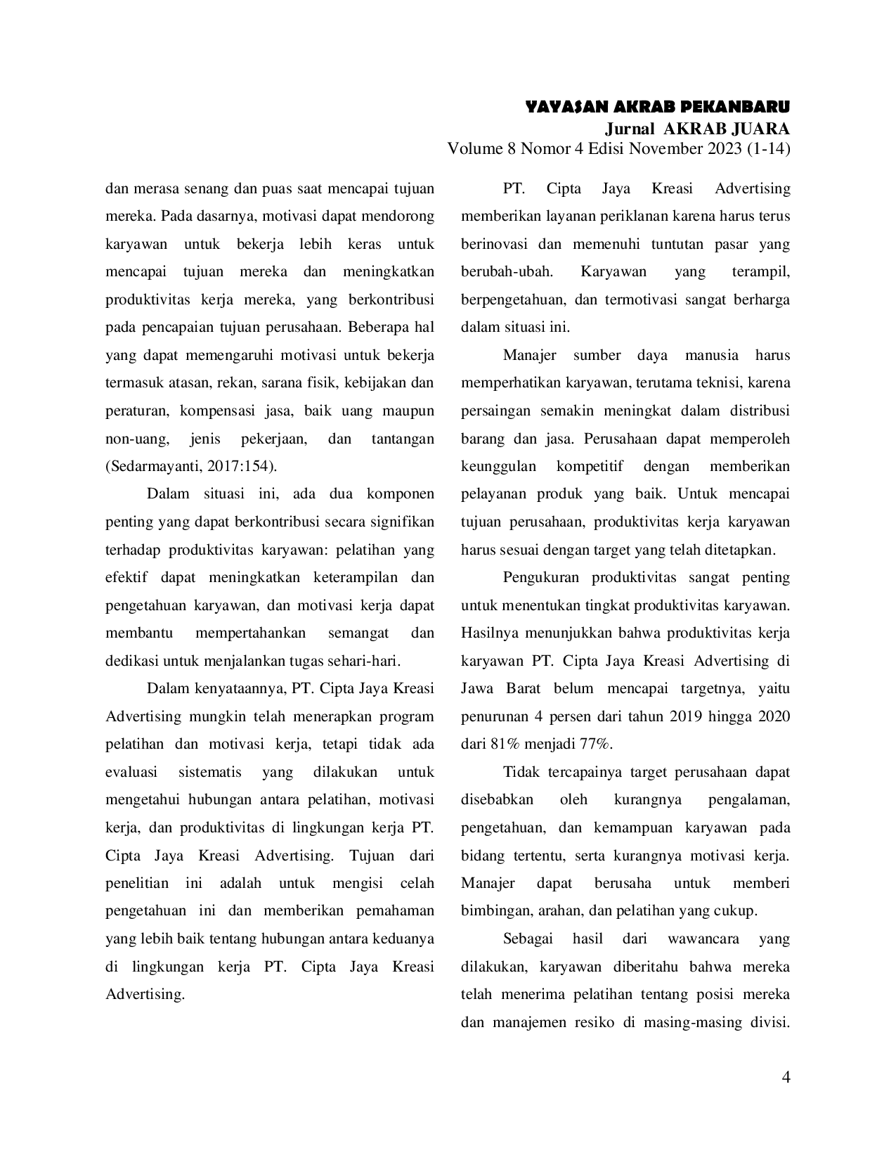 JURIS Faktor Faktor Yang Mempengaruhi Produktivitas Kerja Karyawan