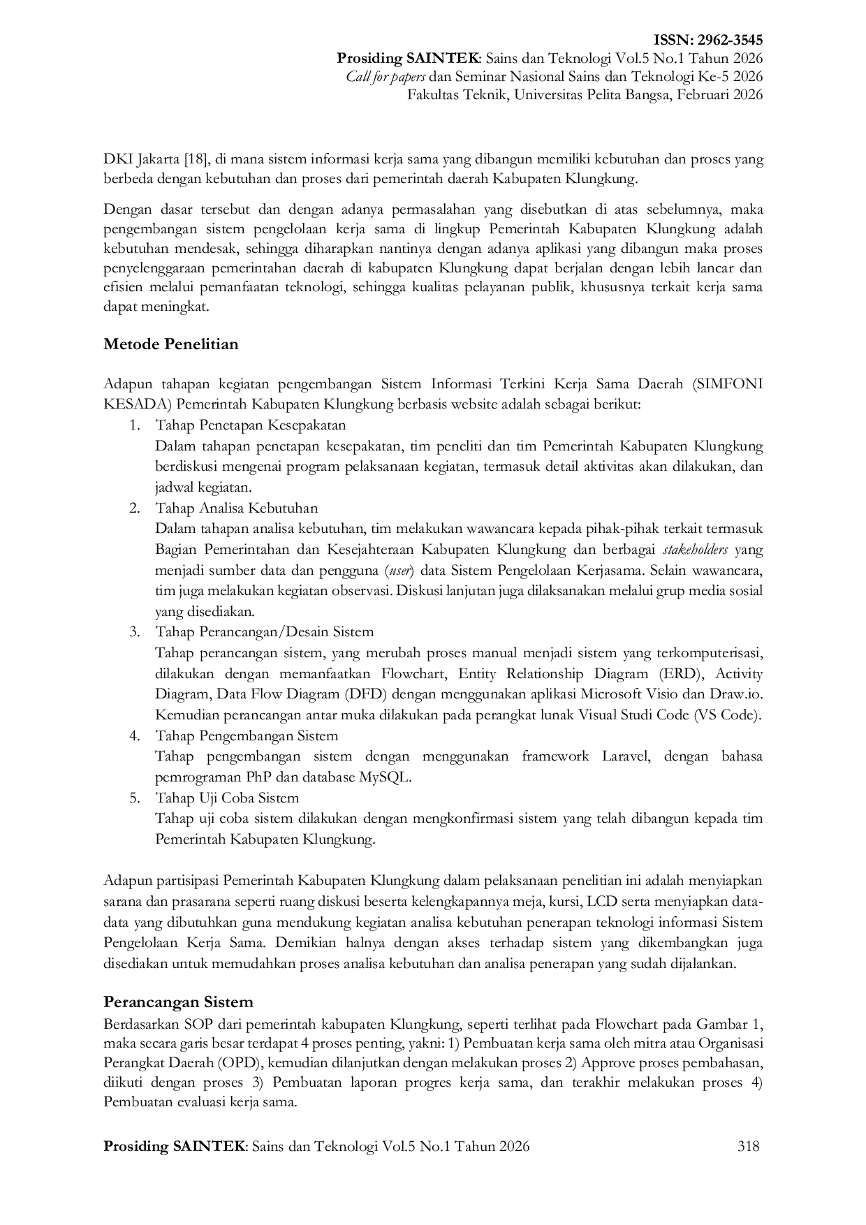 JURIS Pengembangan Sistem Informasi Terkini Kerja Sama Daerah SIMFONI KESADA Pemerintah Kabupaten Klungkung Bali