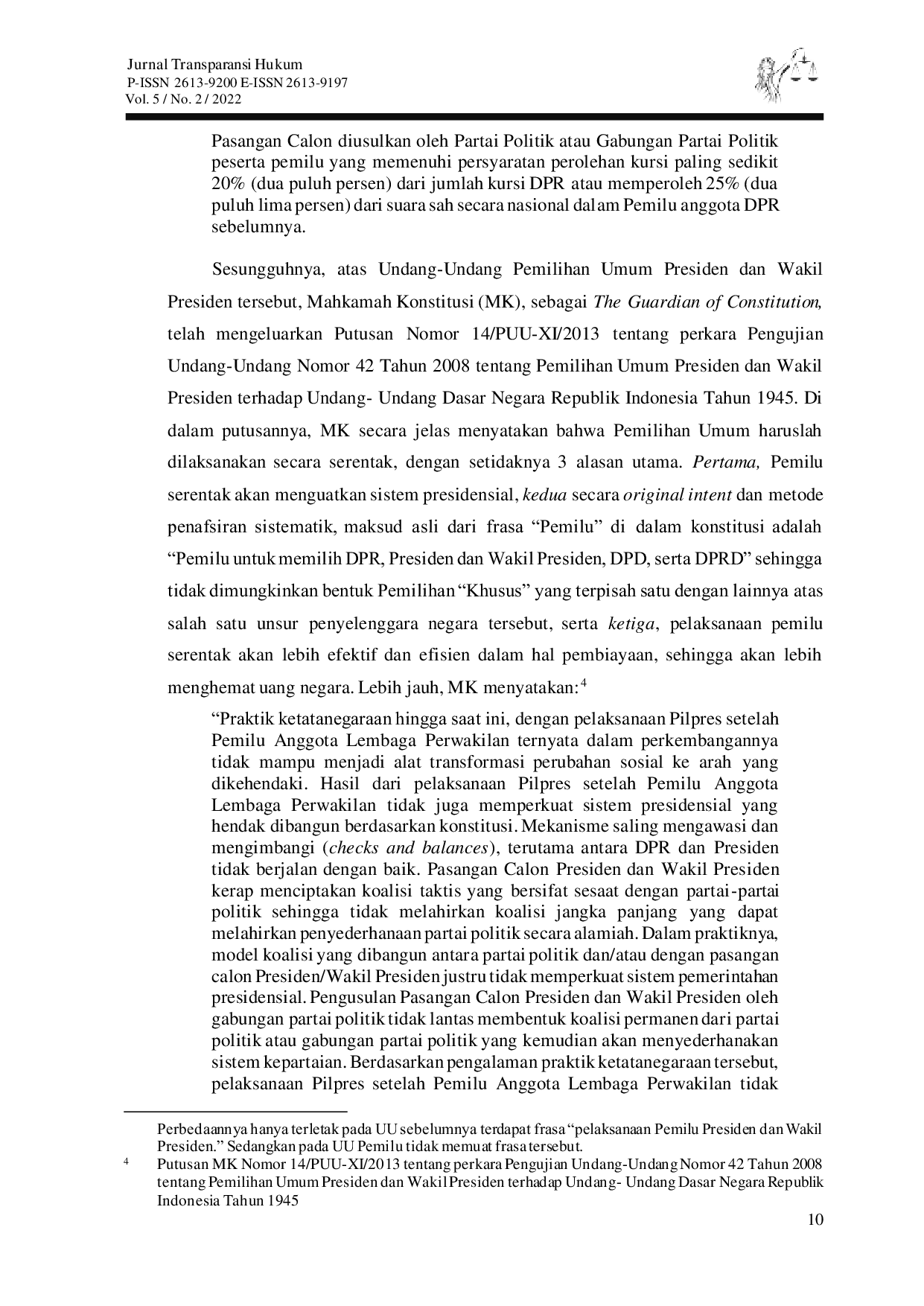 JURIS Legal Architecture Pemilihan Umum di Indonesia Upaya Mewacanakan Pemilu Serentak yang Berkeadilan