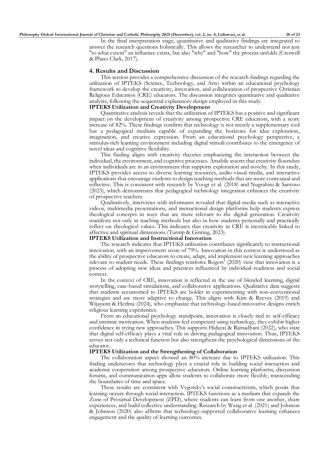 JURIS Integrating Science Technology and the Arts within Educational Psychology to Foster Creativity Innovation and Collaboration among Prospective Christian Education Teachers
