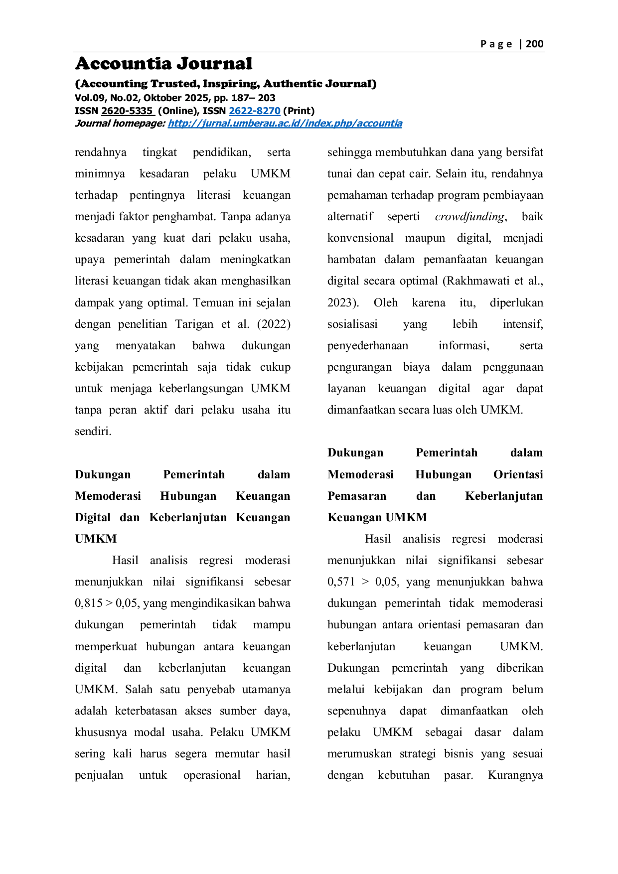 JURIS Strategi Keberlanjutan UMKM di Era Digital Integrasi Literasi Keuangan Keuangan Digital Orientasi Pemasaran dan Dukungan Pemerintah di Kabupaten Berau