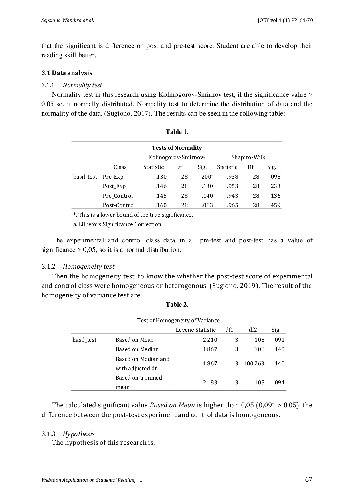 JURIS The Effect of Webtoon Application on Students Reading Skill at Seventh Grade in SMPN 2 Rogojampi Banyuwangi English