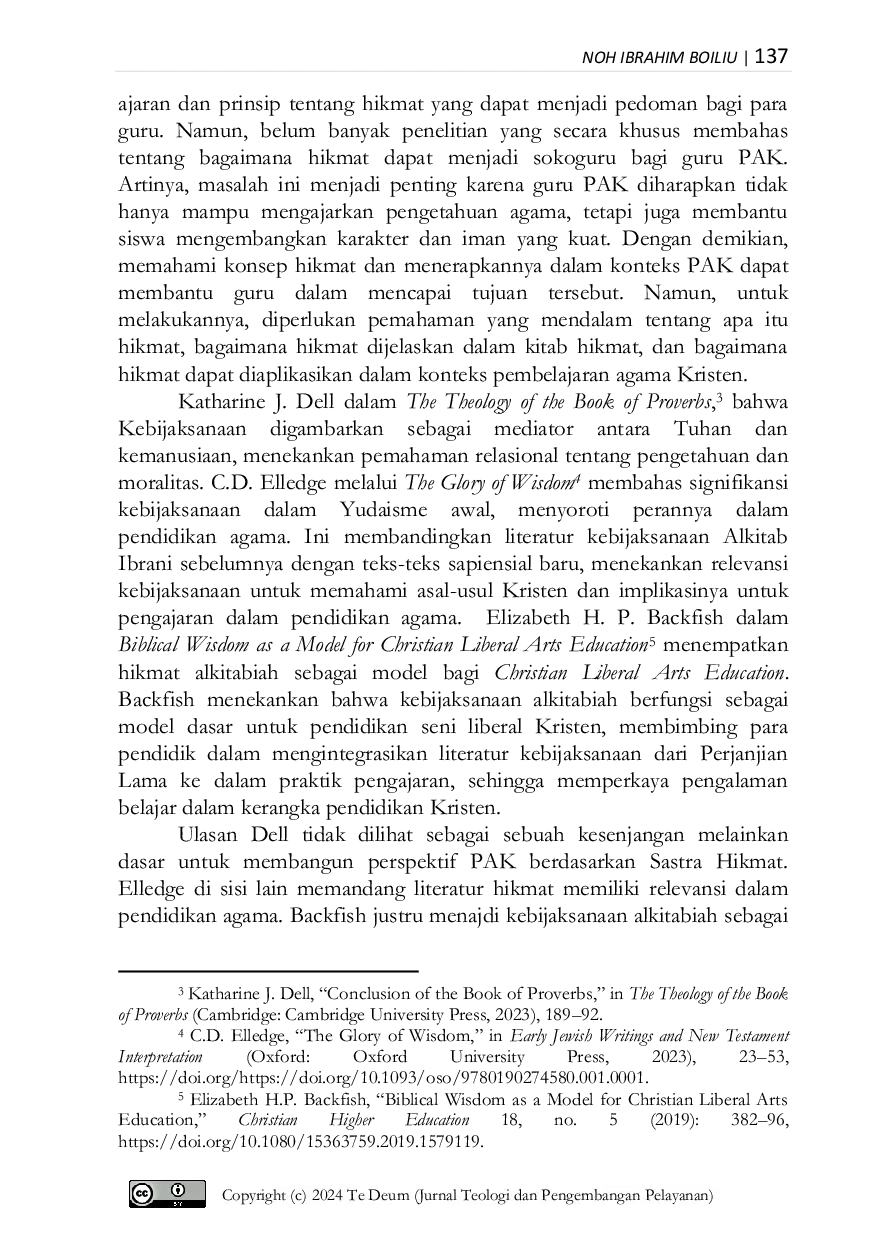 JURIS Hikmat sebagai Soko Guru bagi Guru Pendidikan Agama Kristen Berdasarkan Sastra Hikmat dalam Perjanjian Lama