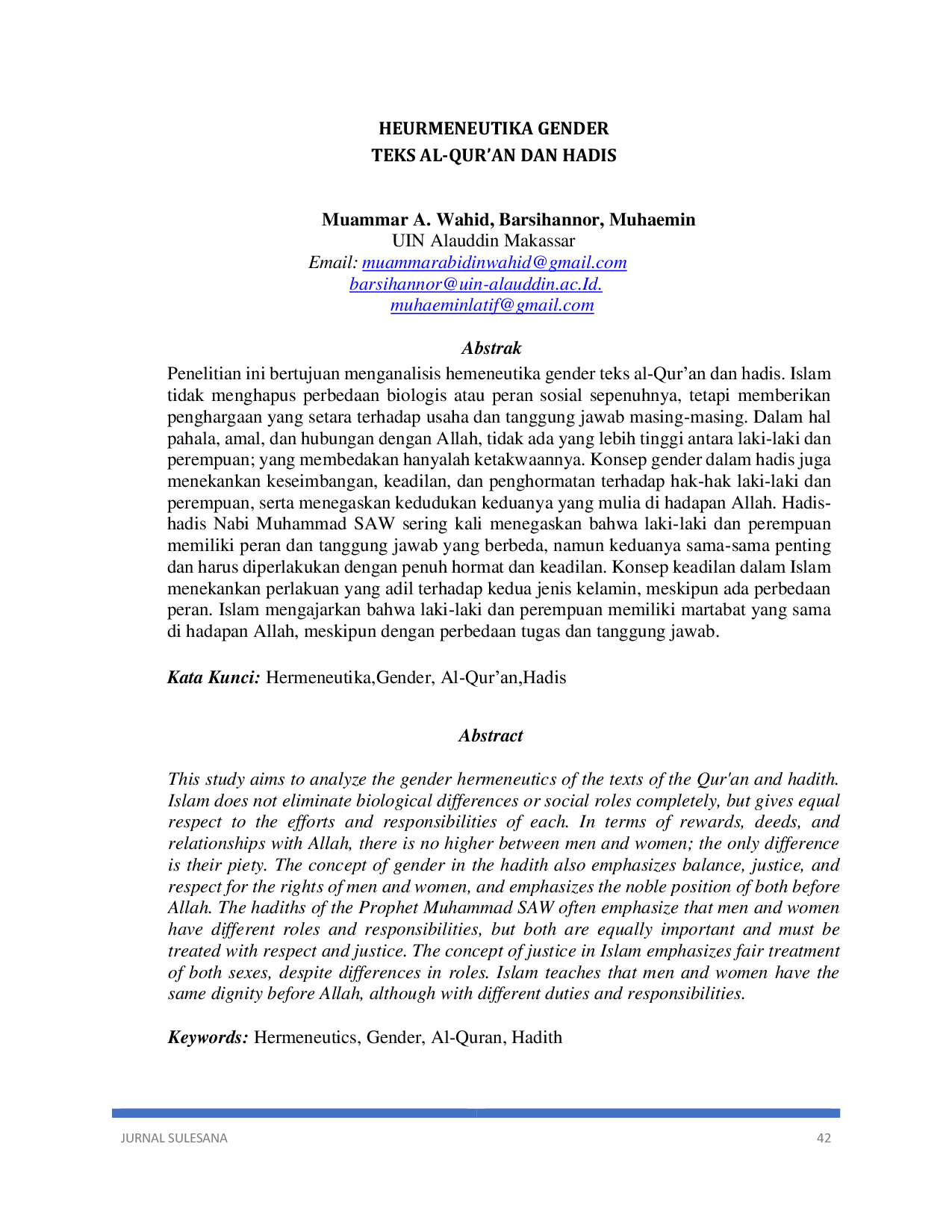 JURIS Hermeneutika Gender Teks Al Qur an dan Hadis