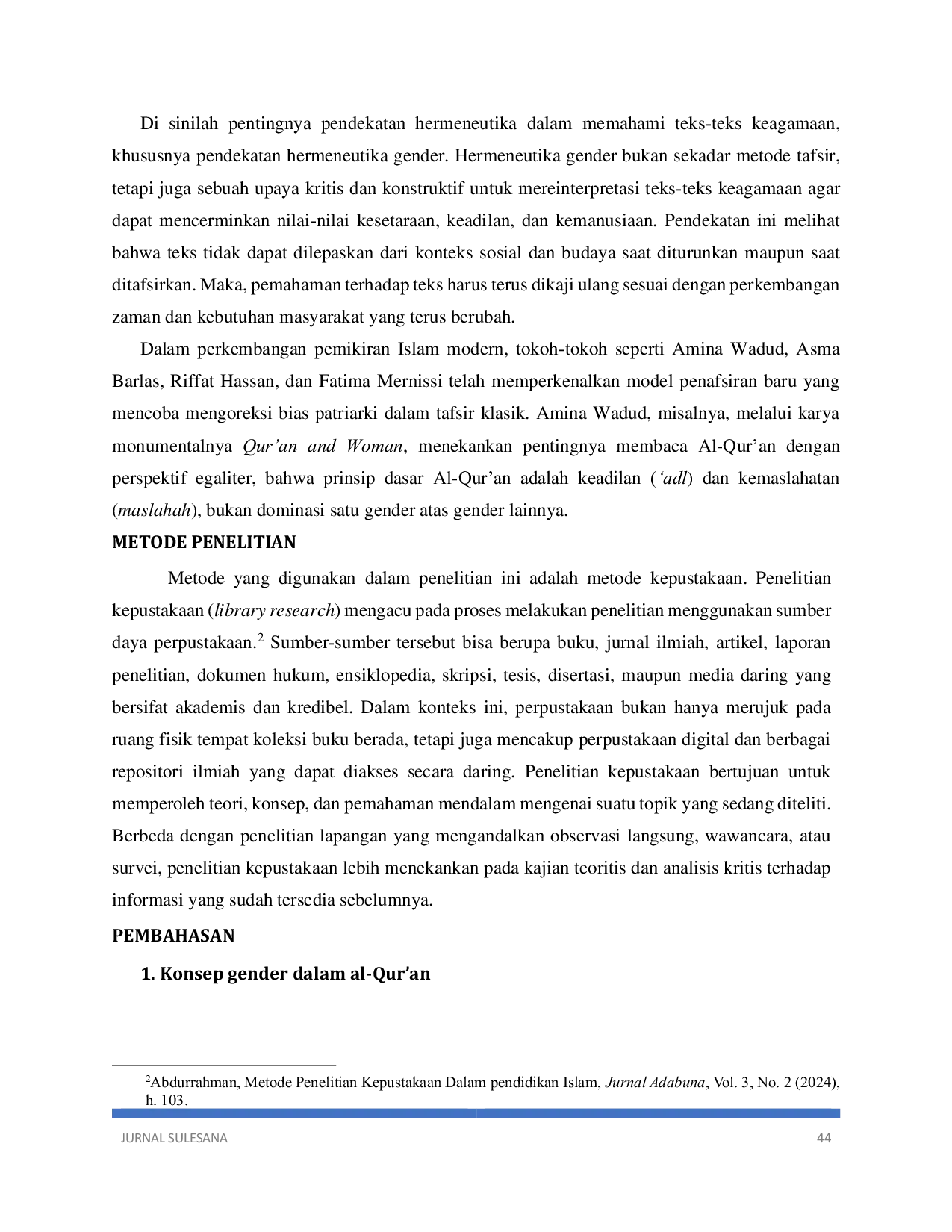 JURIS Hermeneutika Gender Teks Al Qur an dan Hadis