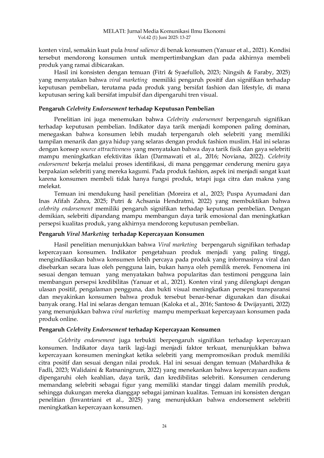 JURIS Viral Marketing dan Celebrity Endorsement terhadap Keputusan Pembelian Peran Kepercayaan Konsumen Sebagai Variabel Mediasi