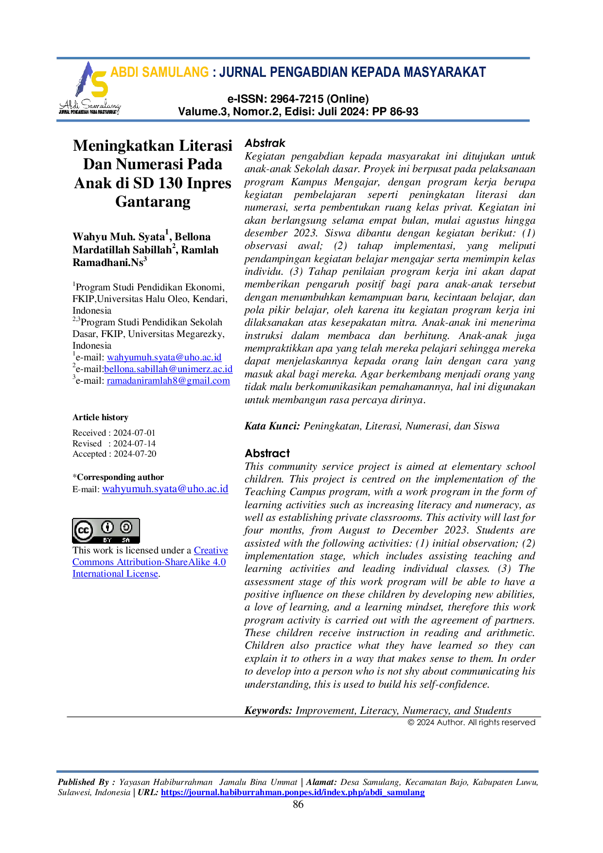 JURIS Meningkatkan Literasi Dan Numerasi Pada Anak di SD 130 Inpres Gantarang