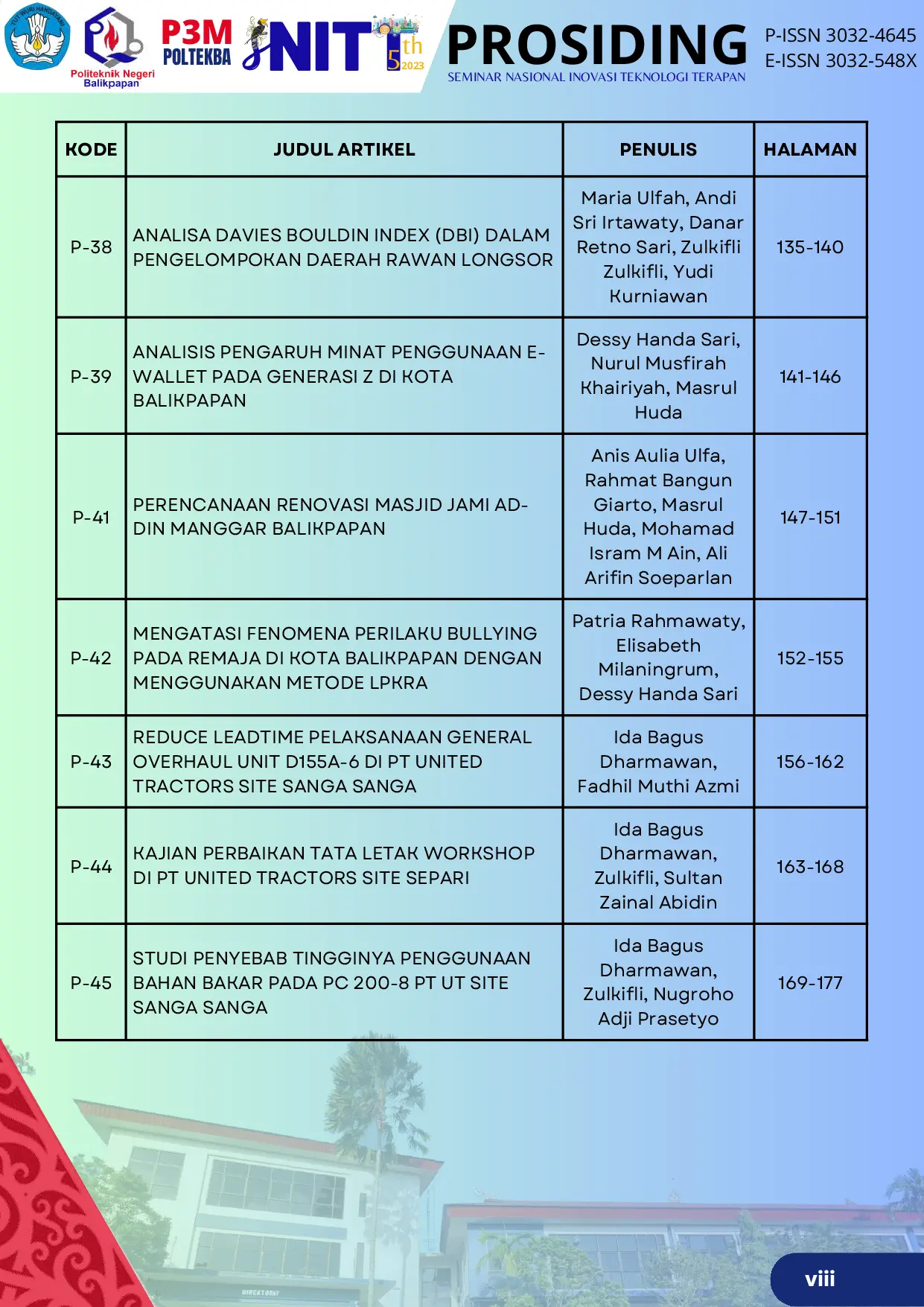 JURIS Kata Sambutan dan Daftar Isi Prosiding SNITT 18 Oktober 2023
