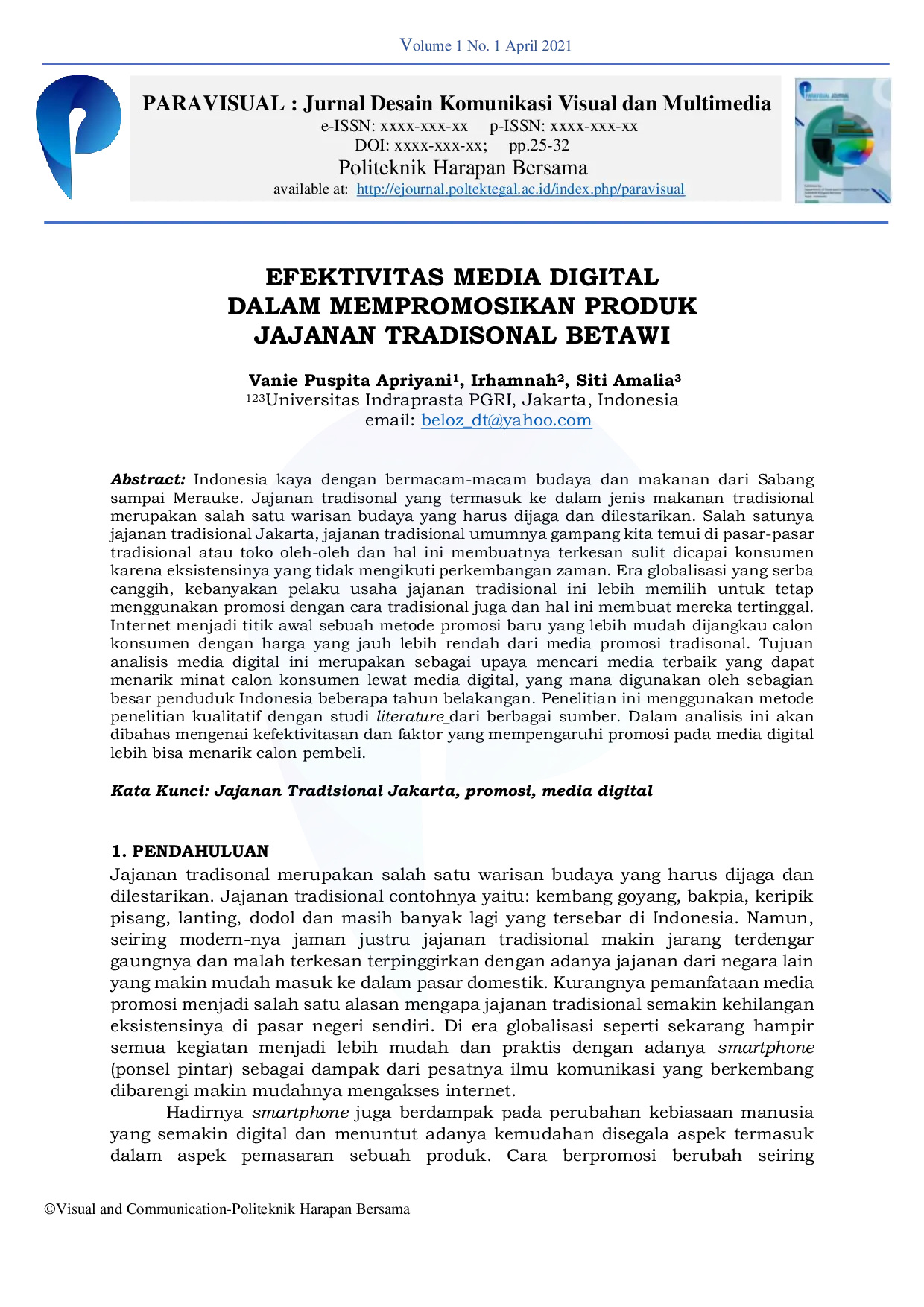 JURIS Efektivitas Media Digital dalam Mempromosikan Produk Jajanan Tradisional Betawi