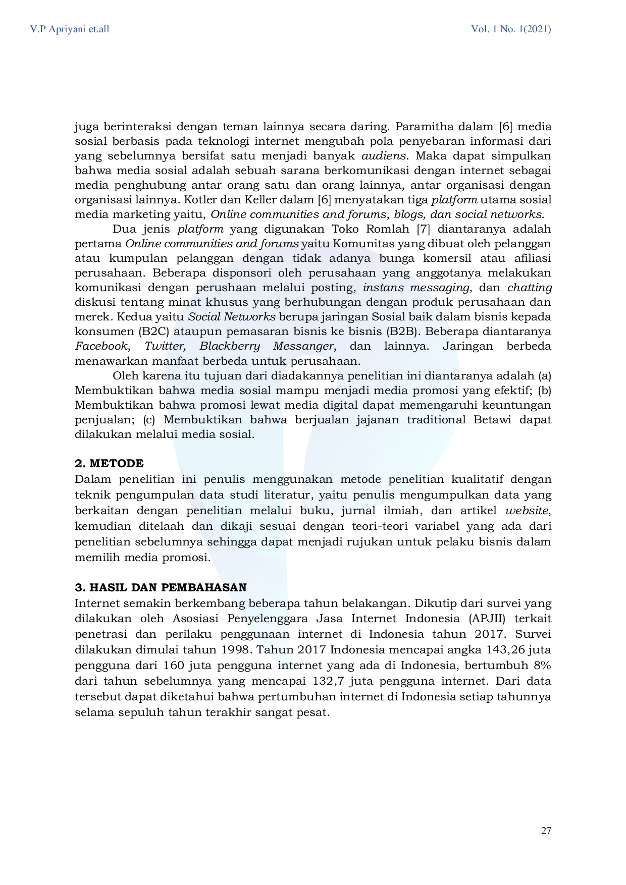 JURIS Efektivitas Media Digital dalam Mempromosikan Produk Jajanan Tradisional Betawi