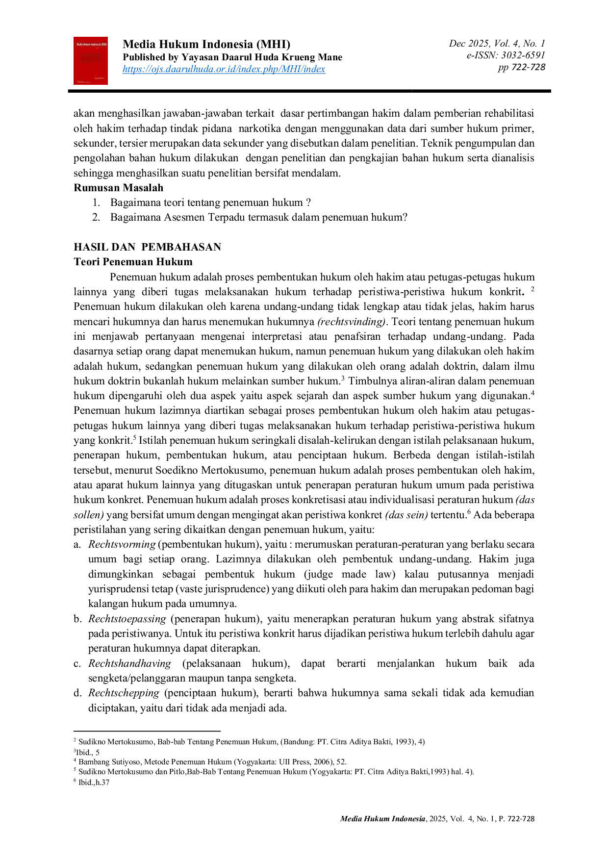 JURIS Penemuan Hukum Dalam Peraturan Badan Narkotika Nasional Tentang Asesmen Terpadu Bagi Pecandu Korban Penyalahgunaan Narkotika