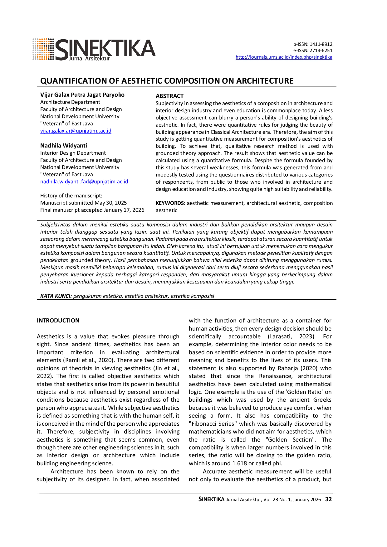 JURIS Quantification of Aesthetic Composition on Architecture