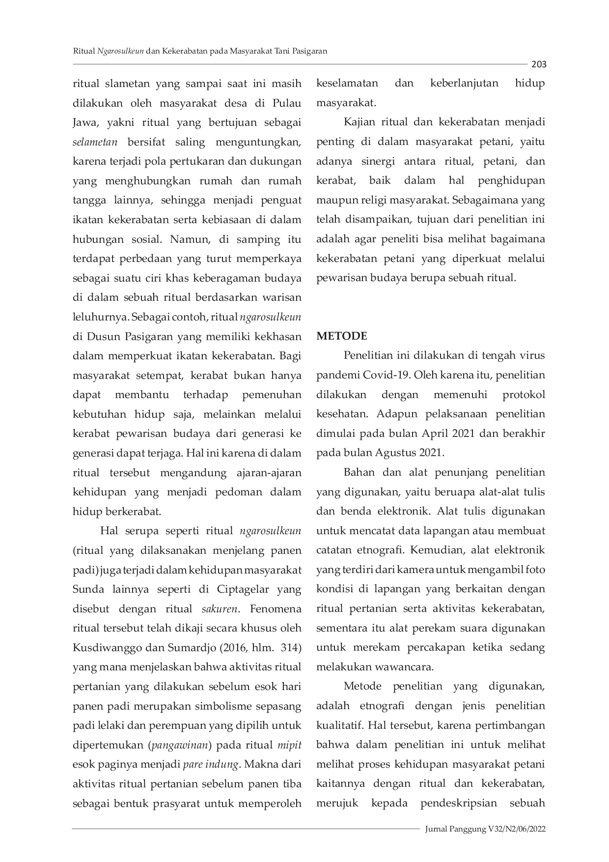 JURIS Ritual Ngarosulkeun dan Kekerabatan Pada Masyarakat Tani Pasigaran