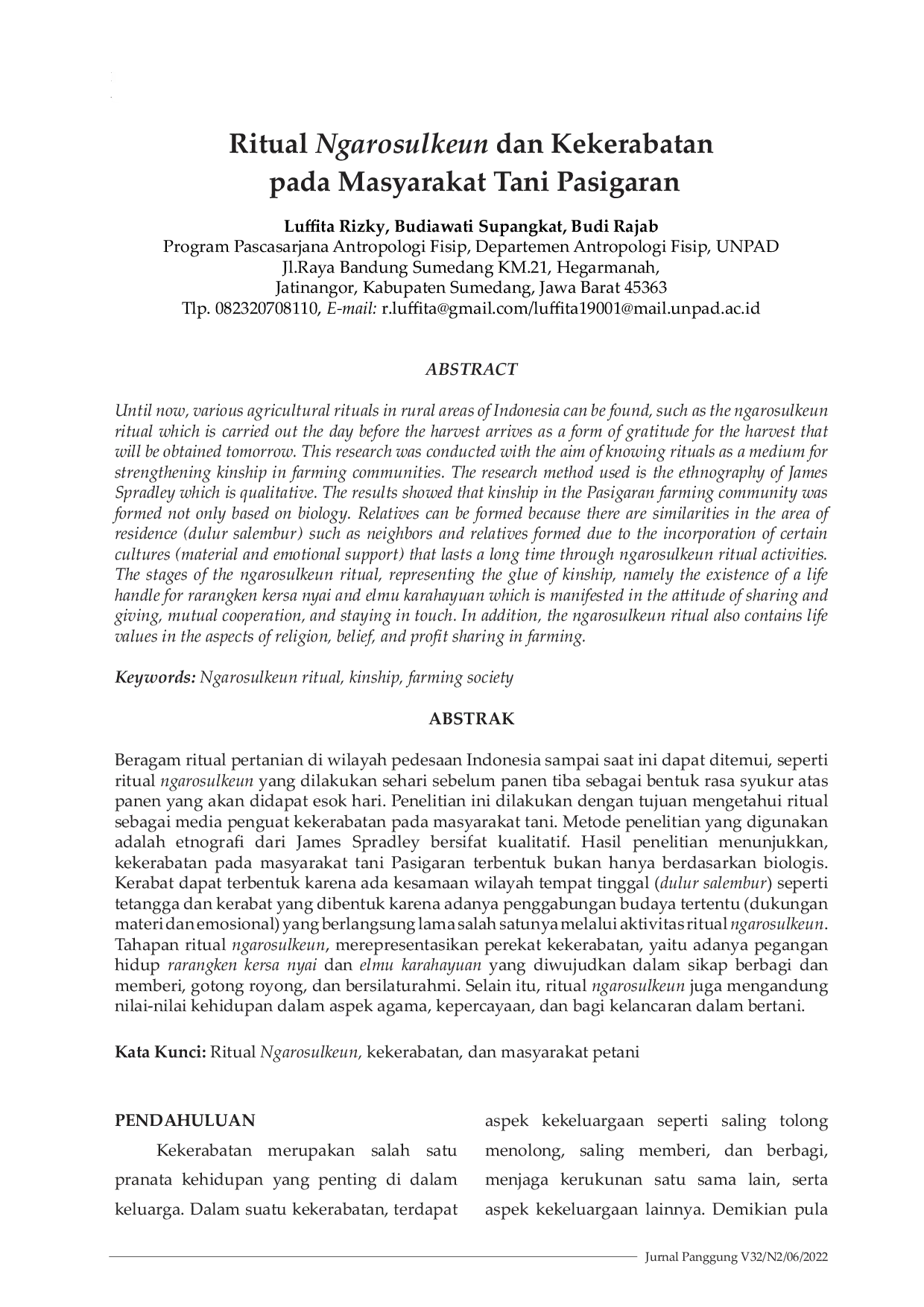 JURIS Ritual Ngarosulkeun dan Kekerabatan Pada Masyarakat Tani Pasigaran