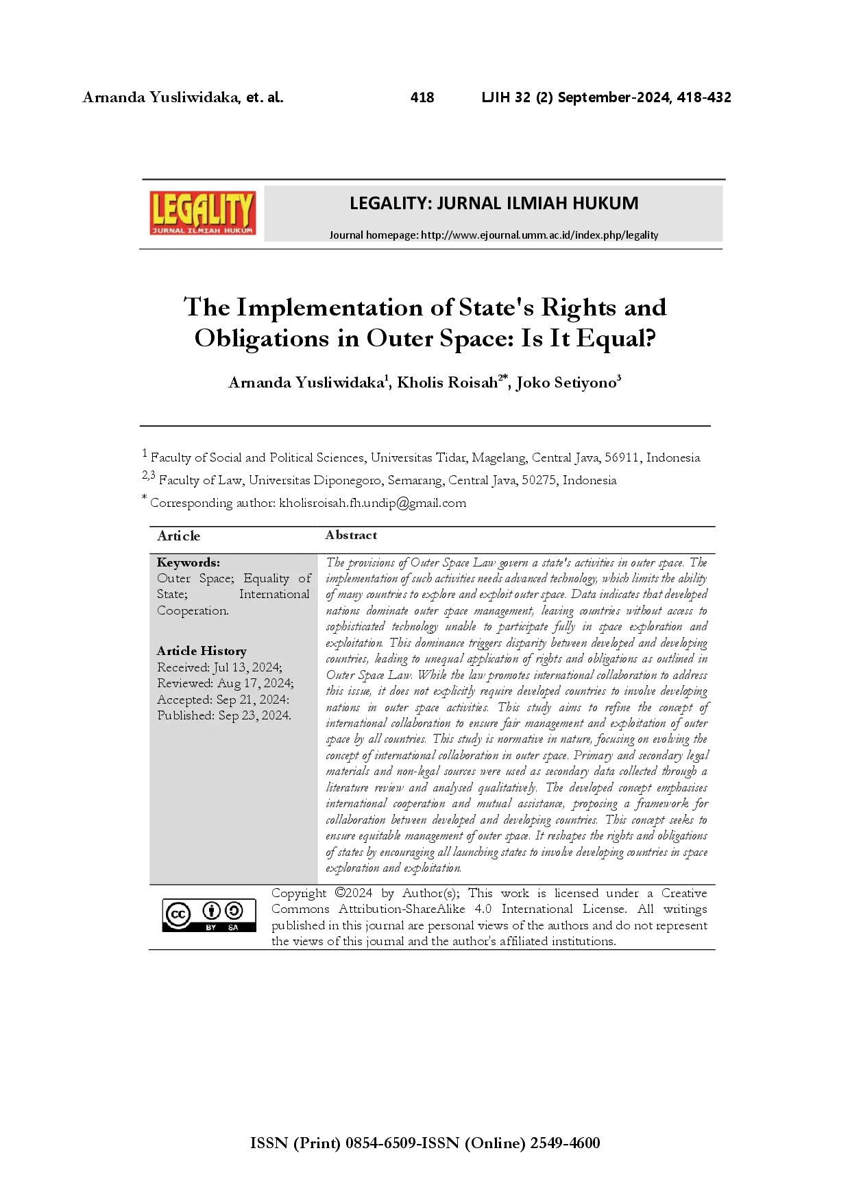 juris The implementation of state s rights and obligations in outer space is it equal