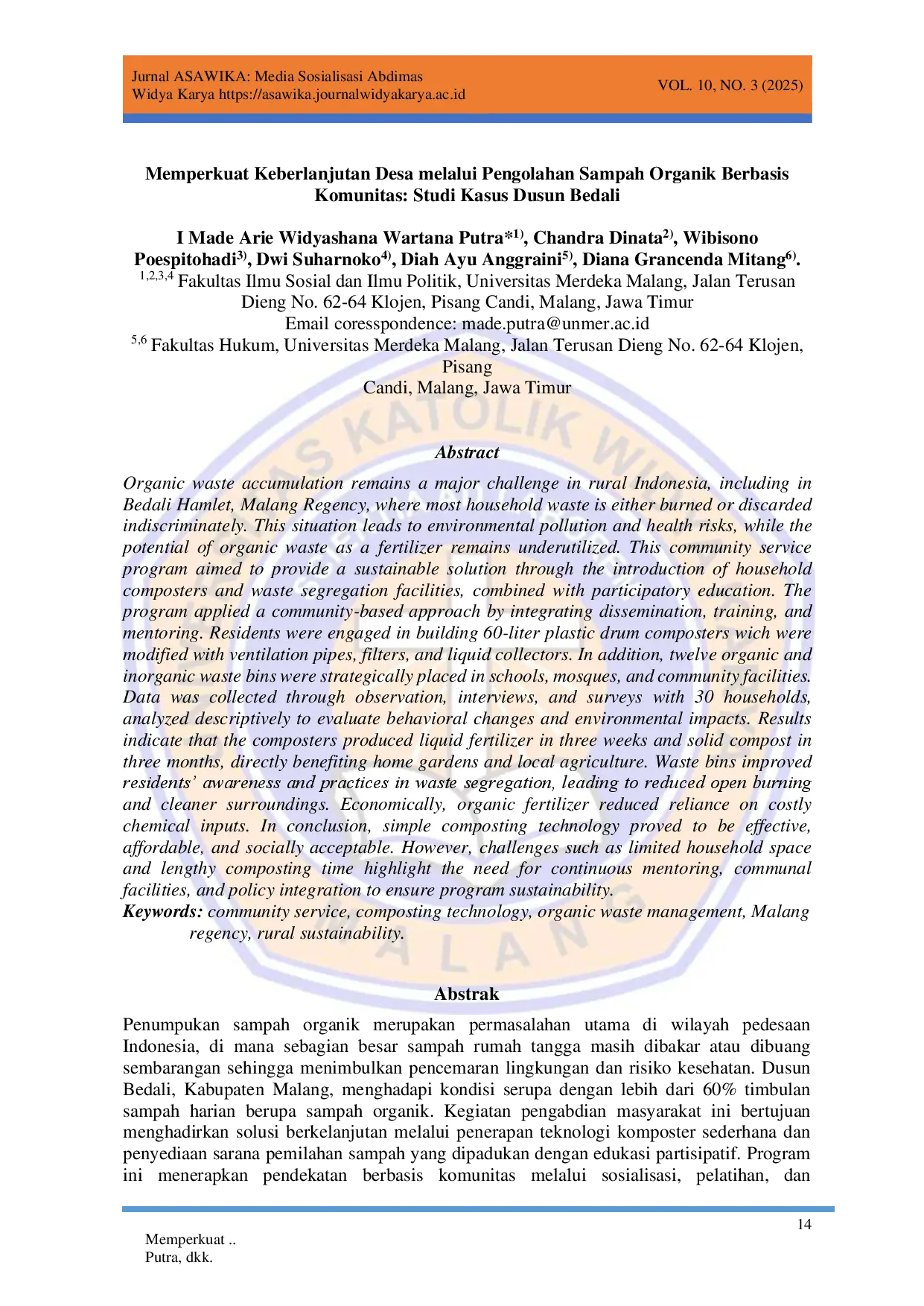 juris Memperkuat Keberlanjutan Desa melalui Pengolahan Sampah Organik Berbasis Komunitas Studi Kasus Dusun Bedali