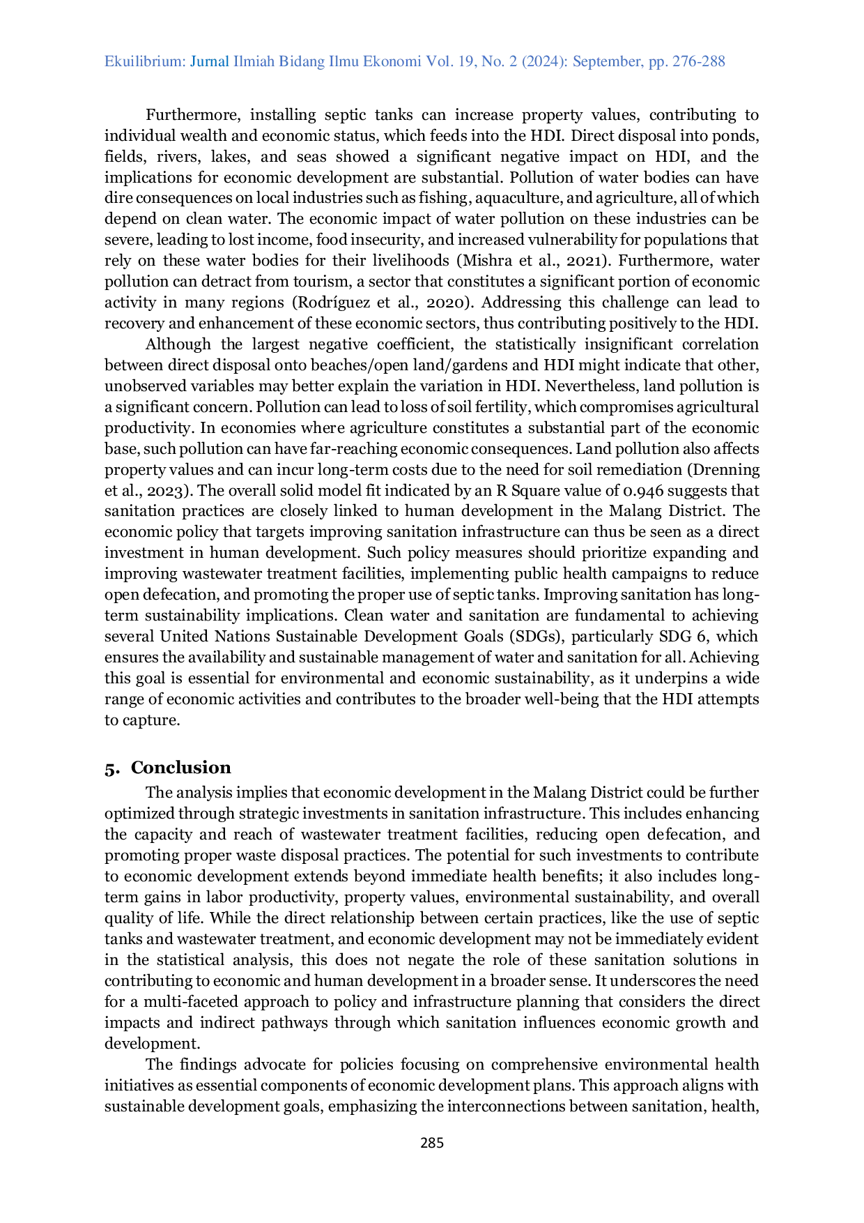 JURIS Impacts of Sanitation Practices on Human Development A Decade Long Analysis of the Malang District