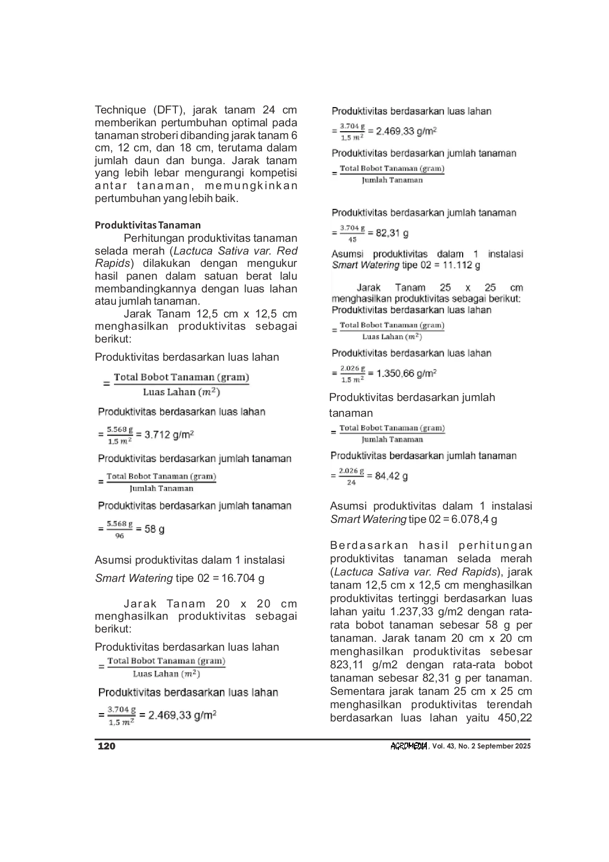JURIS Respon Pertumbuhan pada Tanaman Selada Merah Lactuca Sativa var Red Rapids terhadap Perbedaan Jarak Tanam Menggunakan Sistem Smart Watering Tipe 02