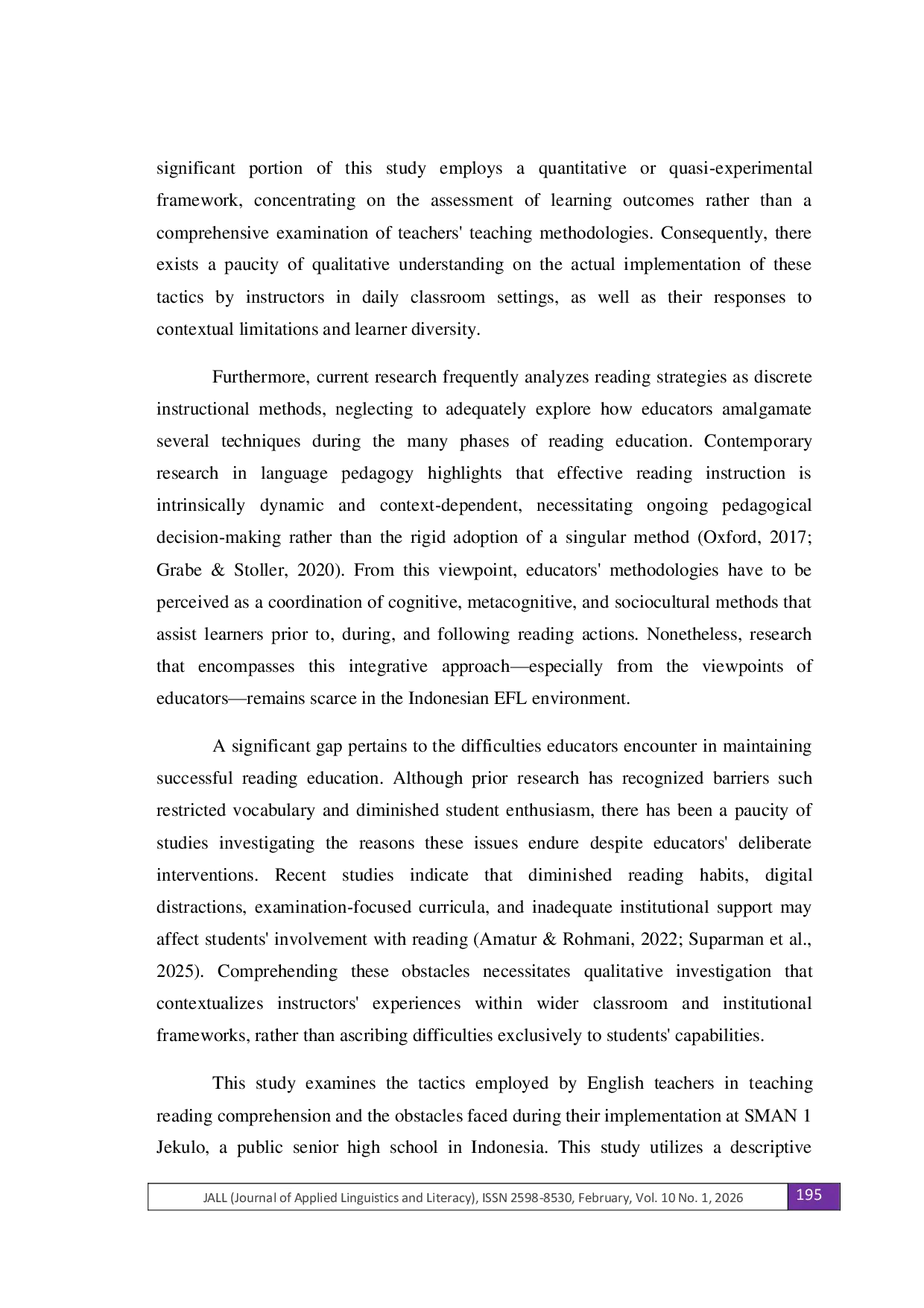 JURIS English Teachers Strategies in Teaching Reading Comprehension and the Challenges Encountered
