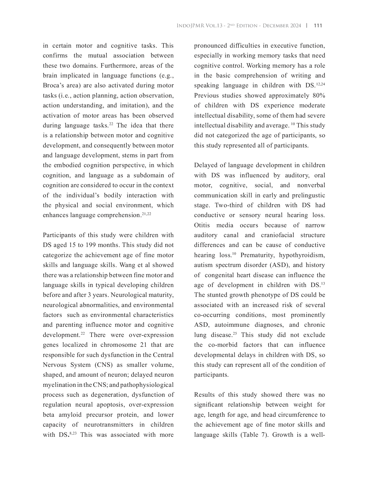 JURIS The Relationship between Achievement Age of Fine Motor and Language Skills in Children with Down Syndrome