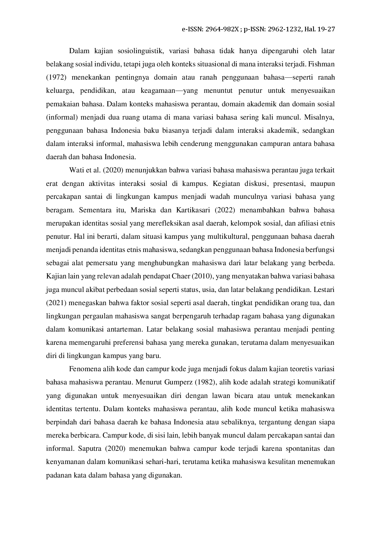 JURIS Variasi Bahasa Mahasiswa Perantau Di Fakultas Bahasa Dan Seni Universitas Negeri Padang