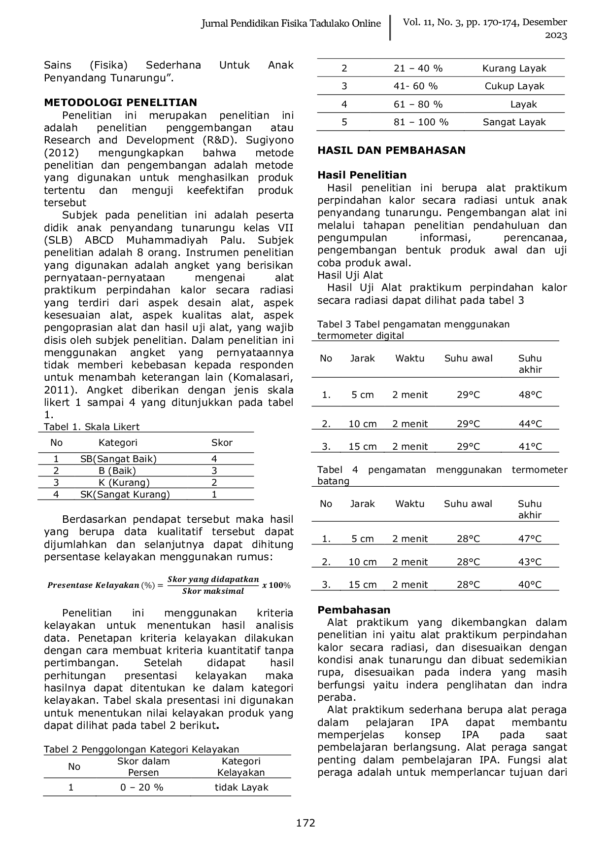 JURIS Pengembangan Alat Praktikum Sains Fisika Sederhana Untuk Anak Penyandang Tunarungu