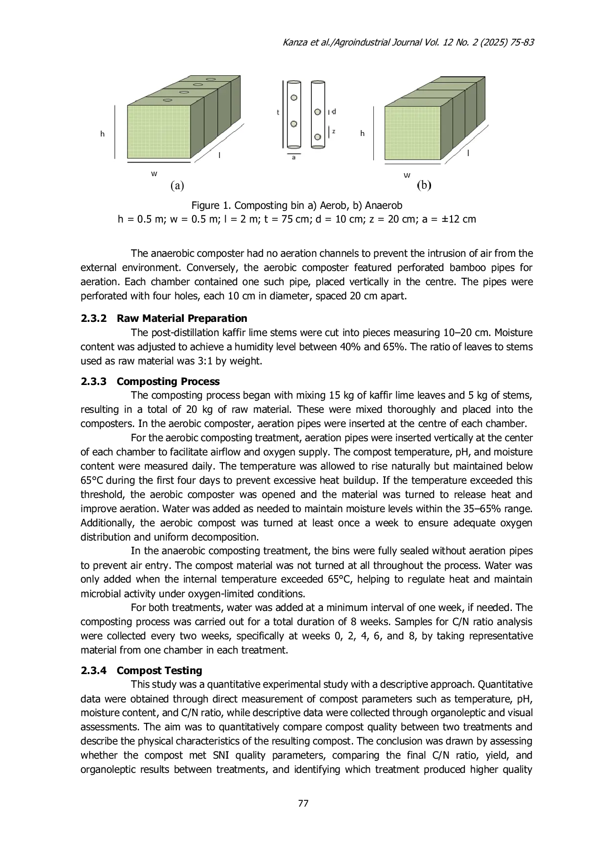 JURIS The Effect of Aeration on the Composting Process of Distillation Waste from Kaffir Lime Leaves
