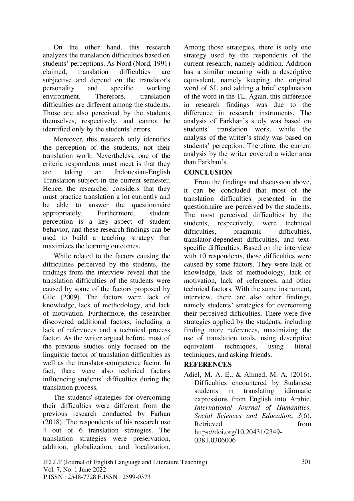 JURIS Students Perception Difficulties in Indonesian English Translation A Survey Study to The Fifth Semester Students