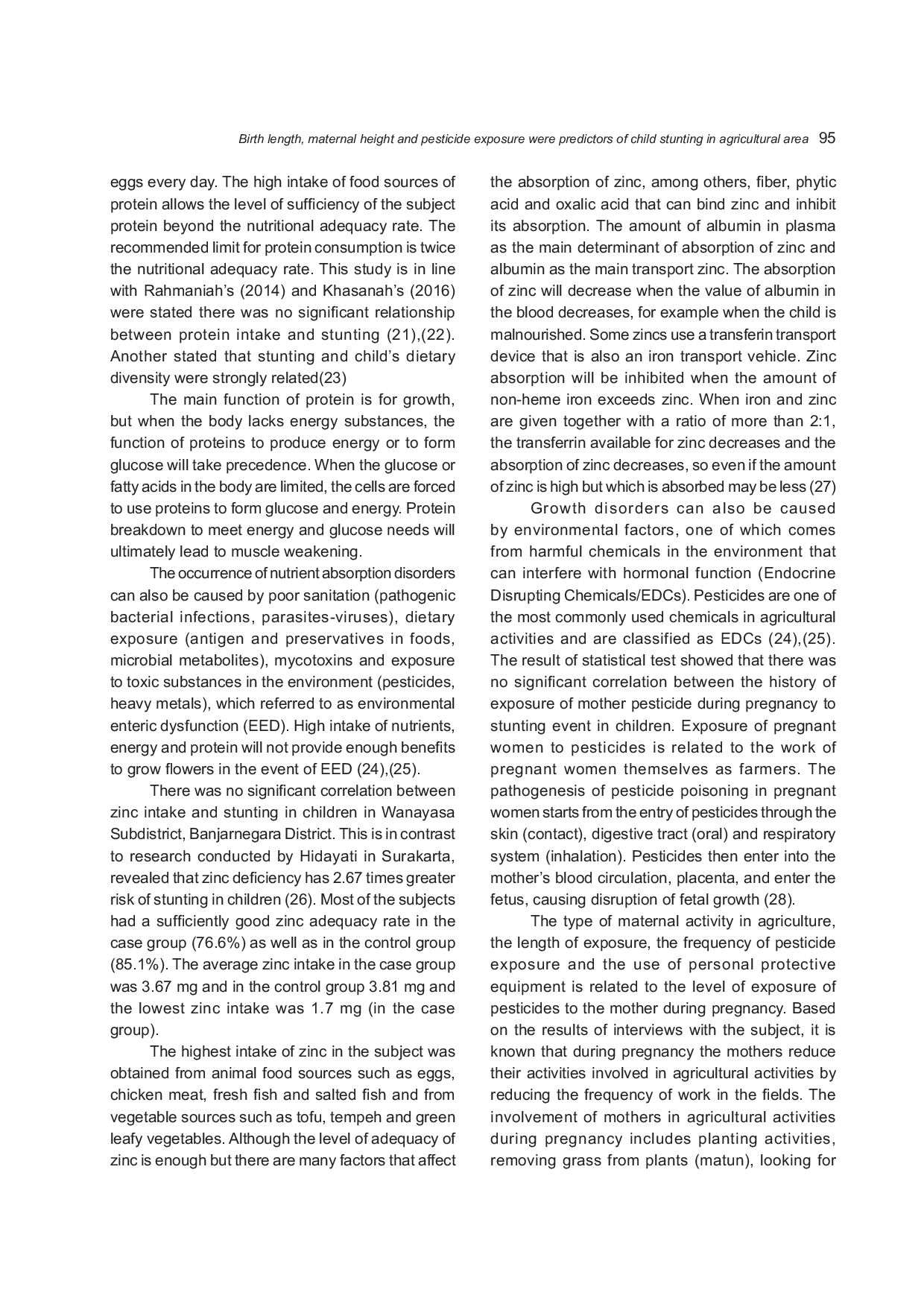 JURIS Birth Length Maternal Height And Pesticide Exposure Were Predictors Of Child Stunting In Agricultural Area