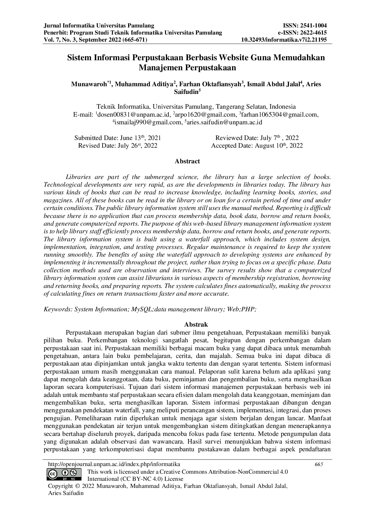 JURIS Sistem Informasi Perpustakaan Berbasis Website Guna Memudahkan Manajemen Perpustakaan