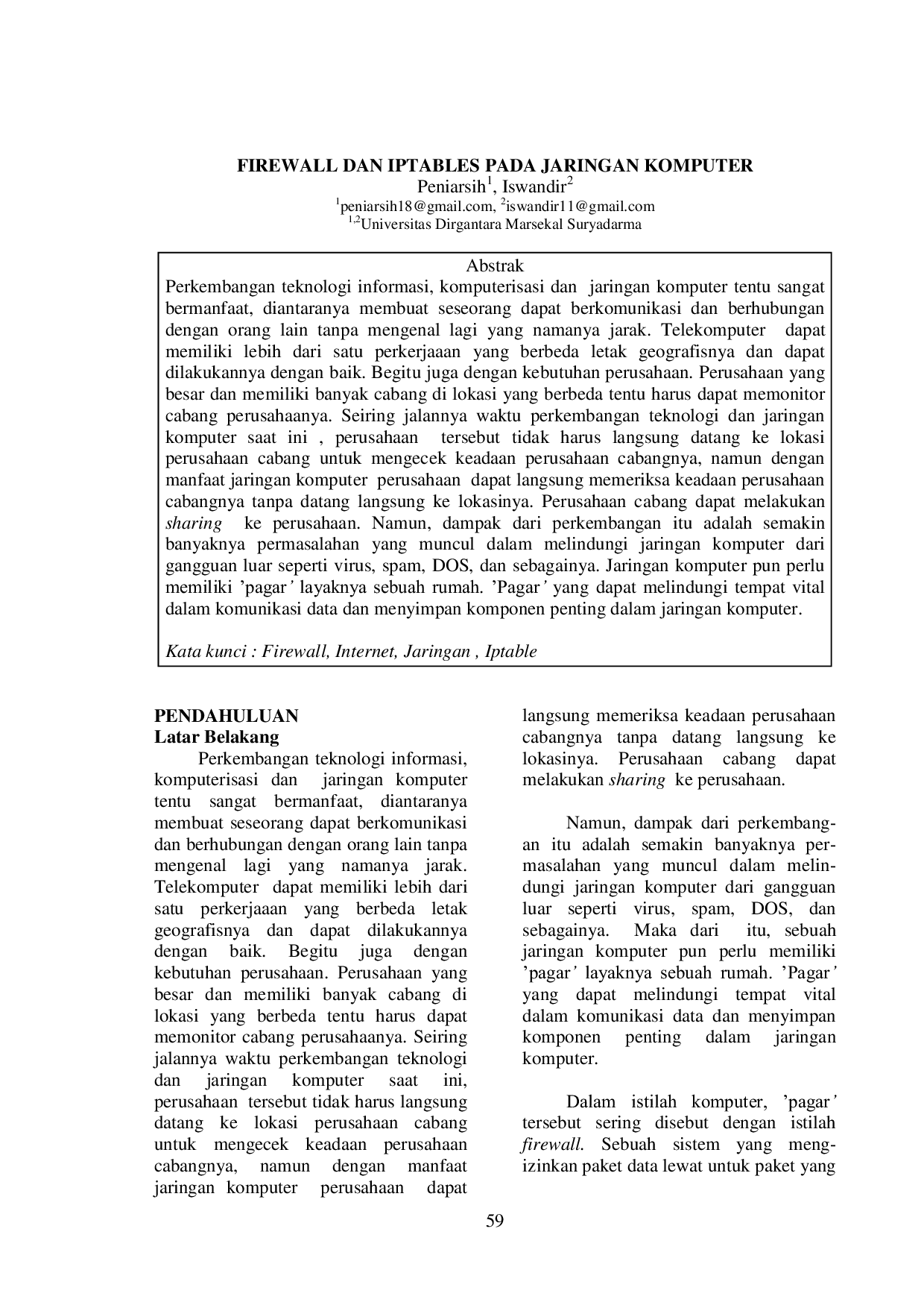 JURIS Firewall Dan Iptables Pada Jaringan Komputer