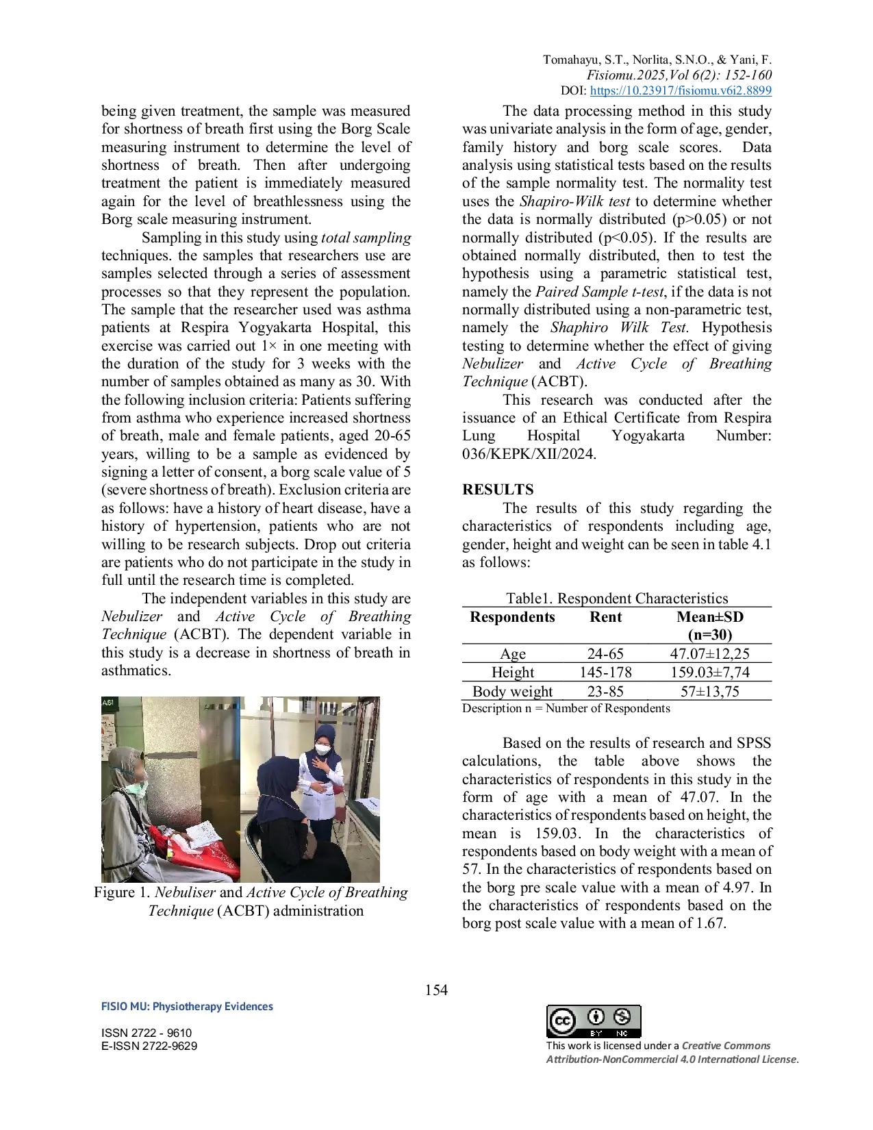 JURIS Combination of Nebulizer and Active Cycle of Breathing Technique ACBT to Reduce Shortness of Breath in Asthma Patients