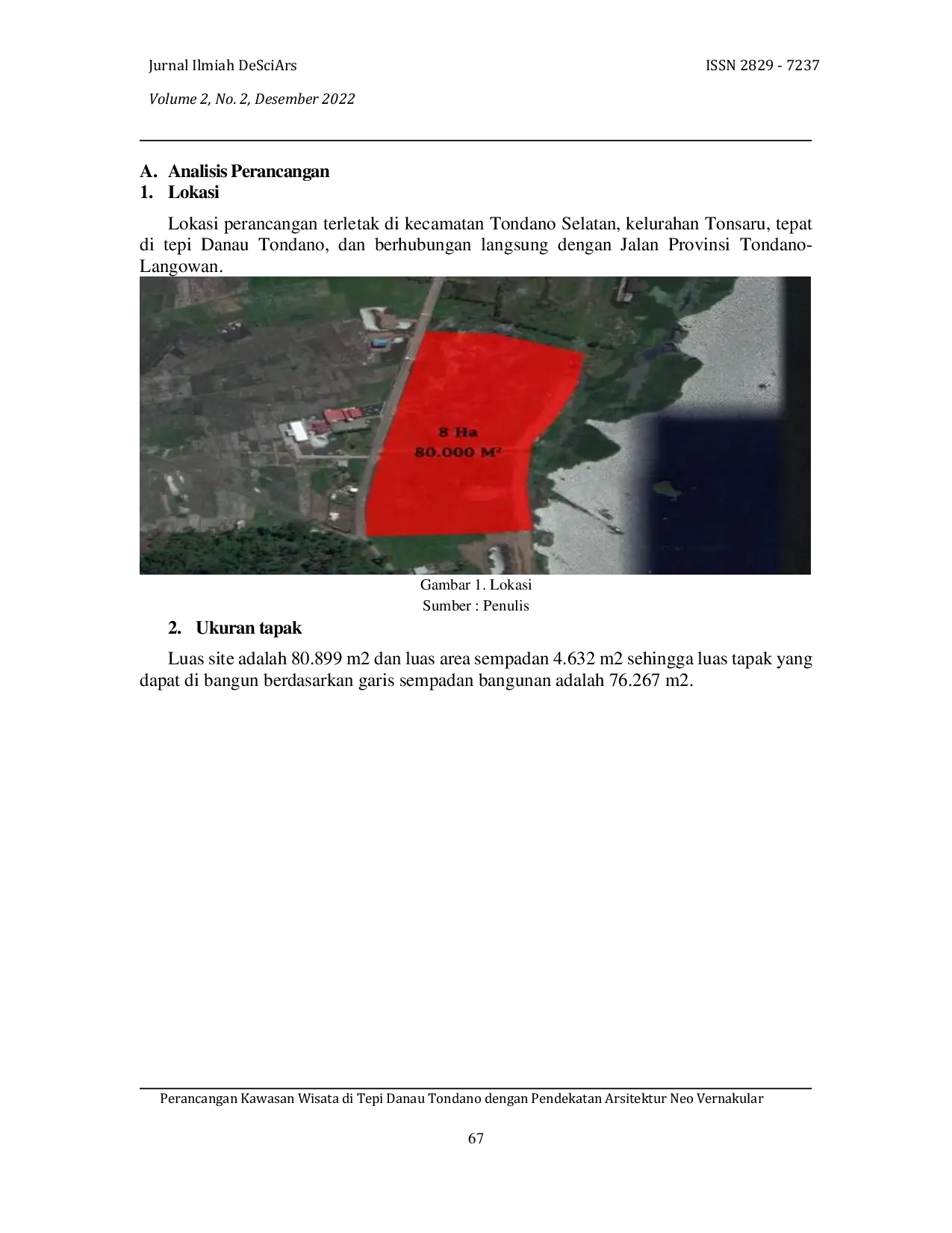 JURIS Perancangan Kawasan Wisata Di Tepi Danau Tondano Dengan Pendekatan Arsitektur Neo Vernakular