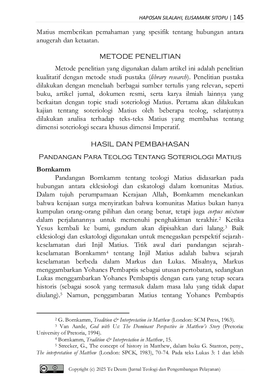 JURIS Dimensi Soteriologi Imperatif dalam Injil Matius