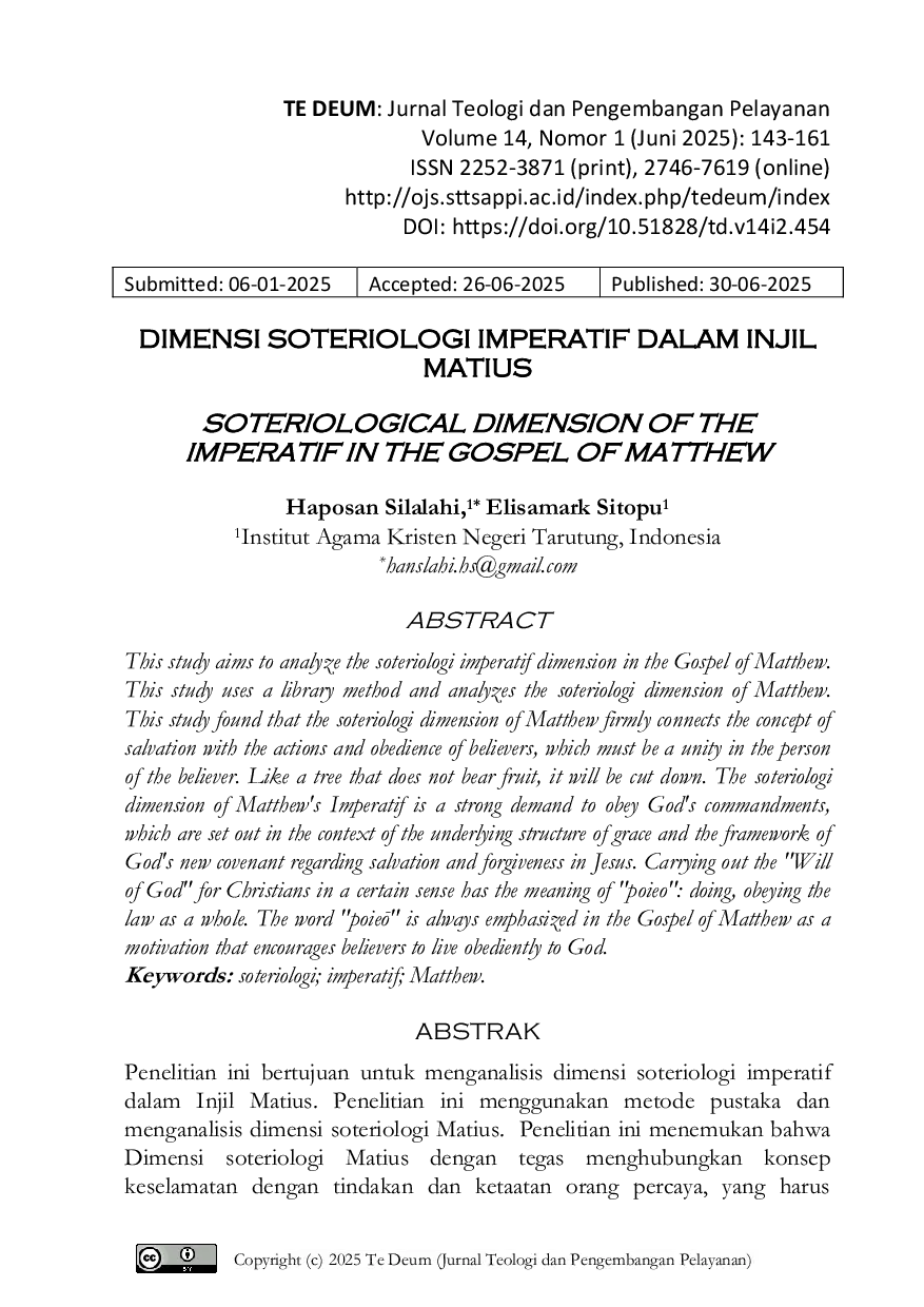 JURIS Dimensi Soteriologi Imperatif dalam Injil Matius