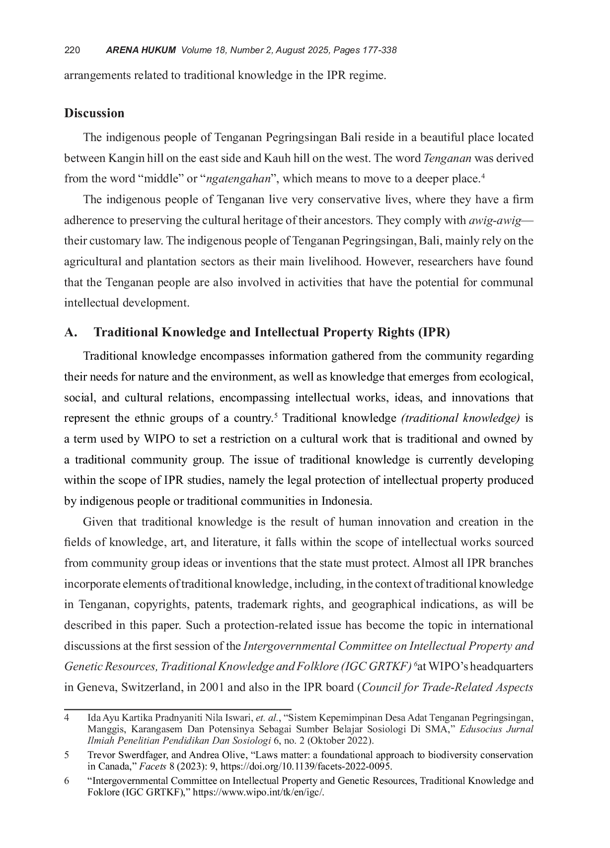 JURIS Traditional Knowledge on the Intellectual Property of the Indigenous People of Tenganan Pegringsingan Bali