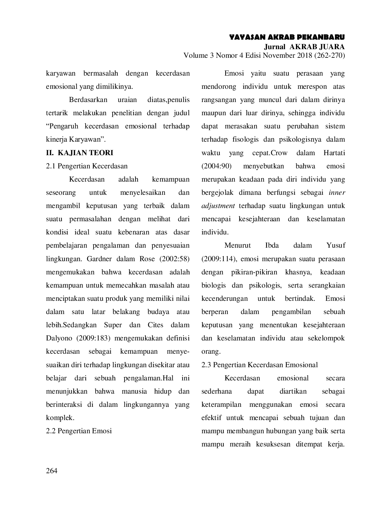 JURIS Pengaruh Kecerdasan Emosional Terhadap Kinerja Karyawan